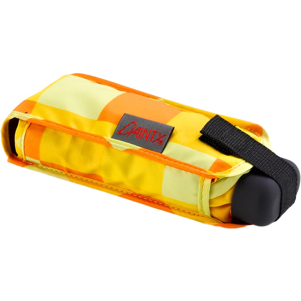 EuroSCHIRM® Taschenregenschirm »Dainty, Karo gelb orange«