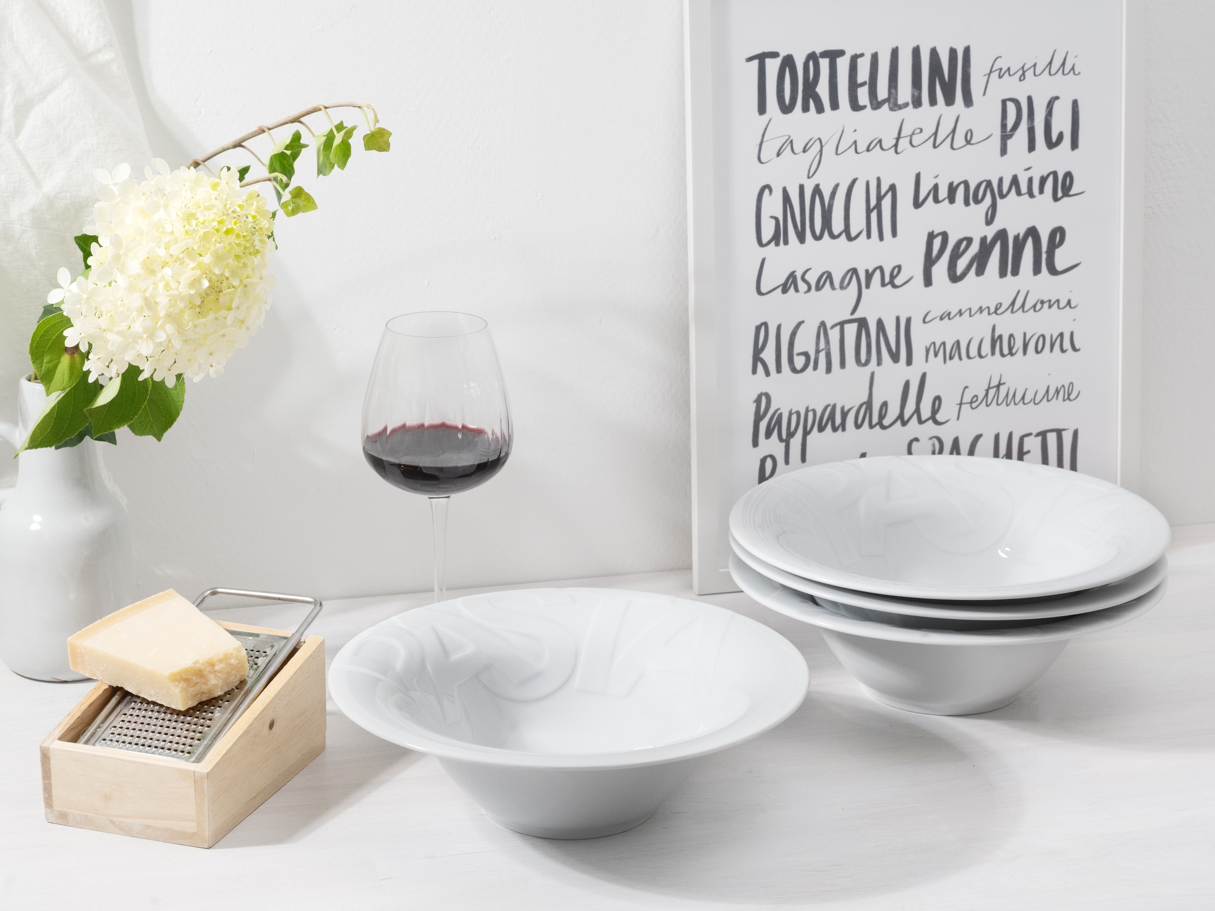 CreaTable Pastateller »Essteller Gourmet«, (Set, 4 St.), Teller Set für 4 Personen, weiß, Porzellan,schwere Qualität