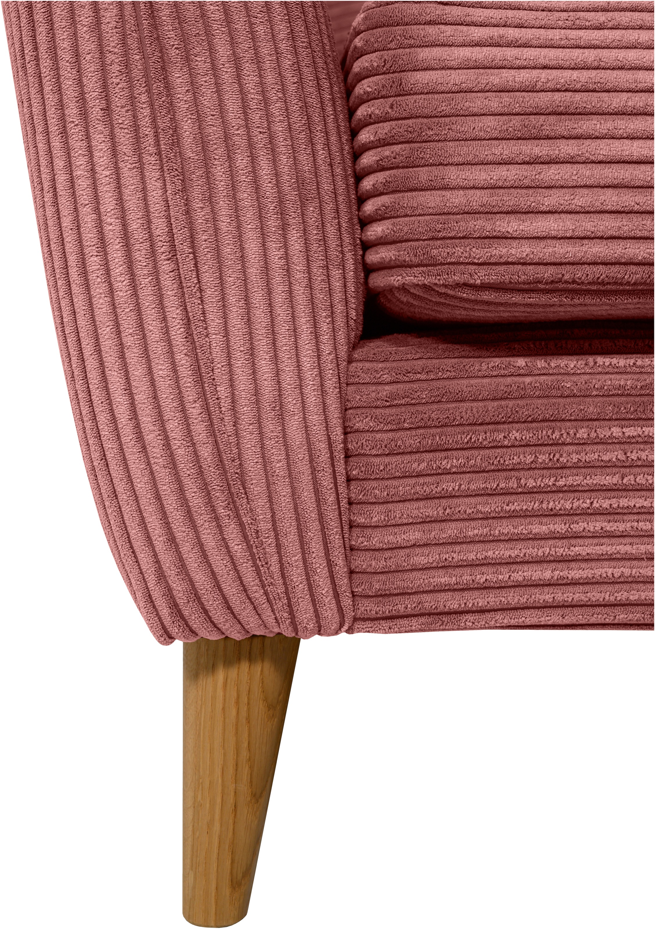 Home affaire 2-Sitzer »MARSEILLE Kompaktsofa 170 cm, Cord, Flachgewebe, Struktur, Webstoff«, Massivholzbeine Eiche, Landhausstil, Wellenunterfederung