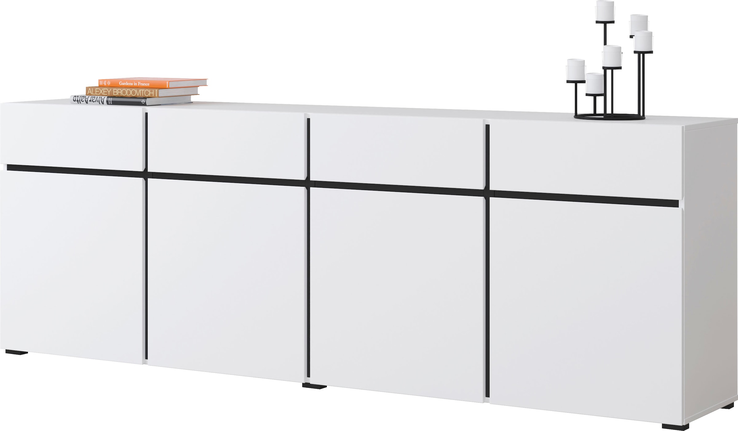 Sideboard »Cross,Breite 225 cm, moderne grifflose Kommode,4 Türen/4 Schubkästen«,...