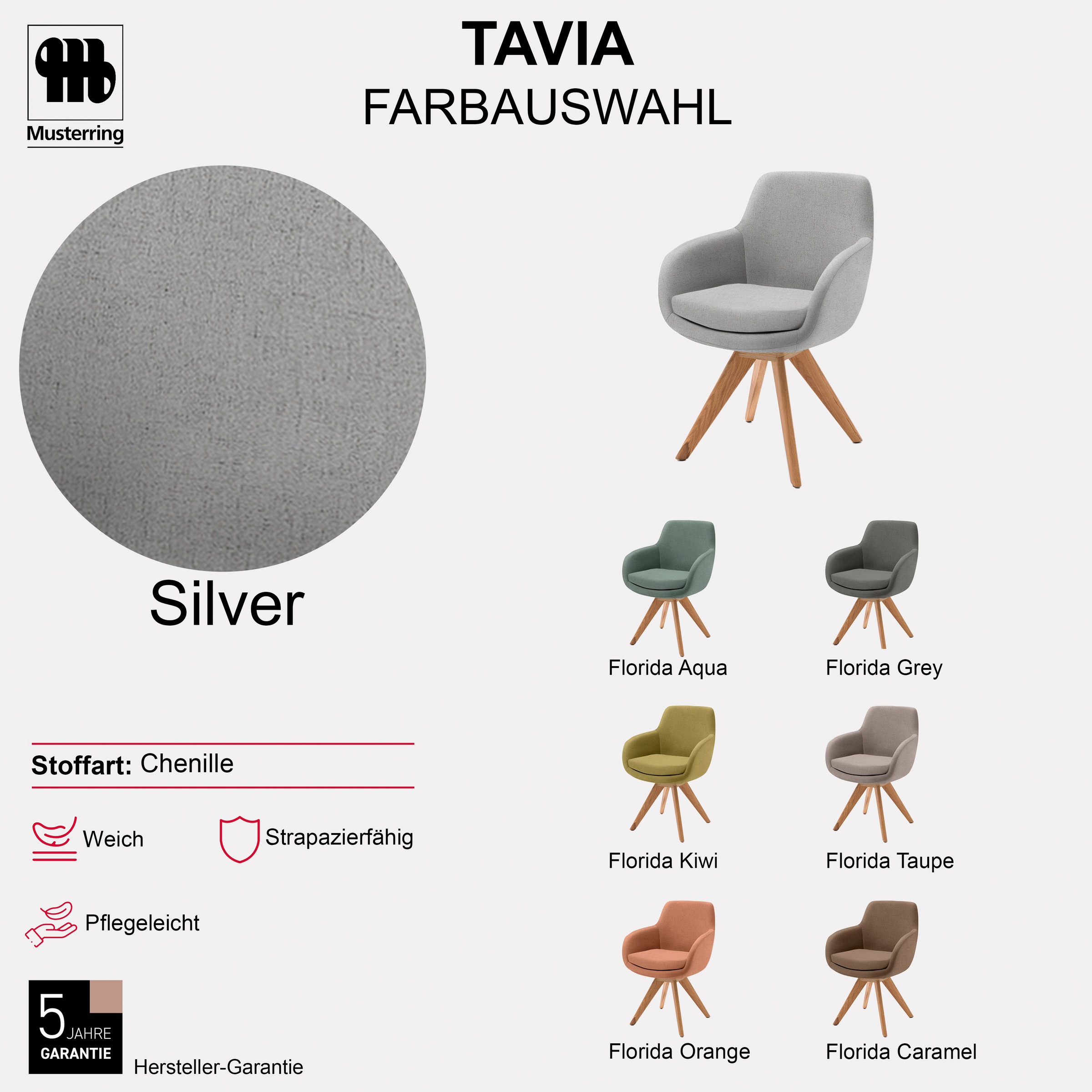 Musterring Esszimmerstuhl »Tavia« (Set) 2 Stk.Stativgestell Wildeiche massiv, Drehfunktion optional, diverse Farben