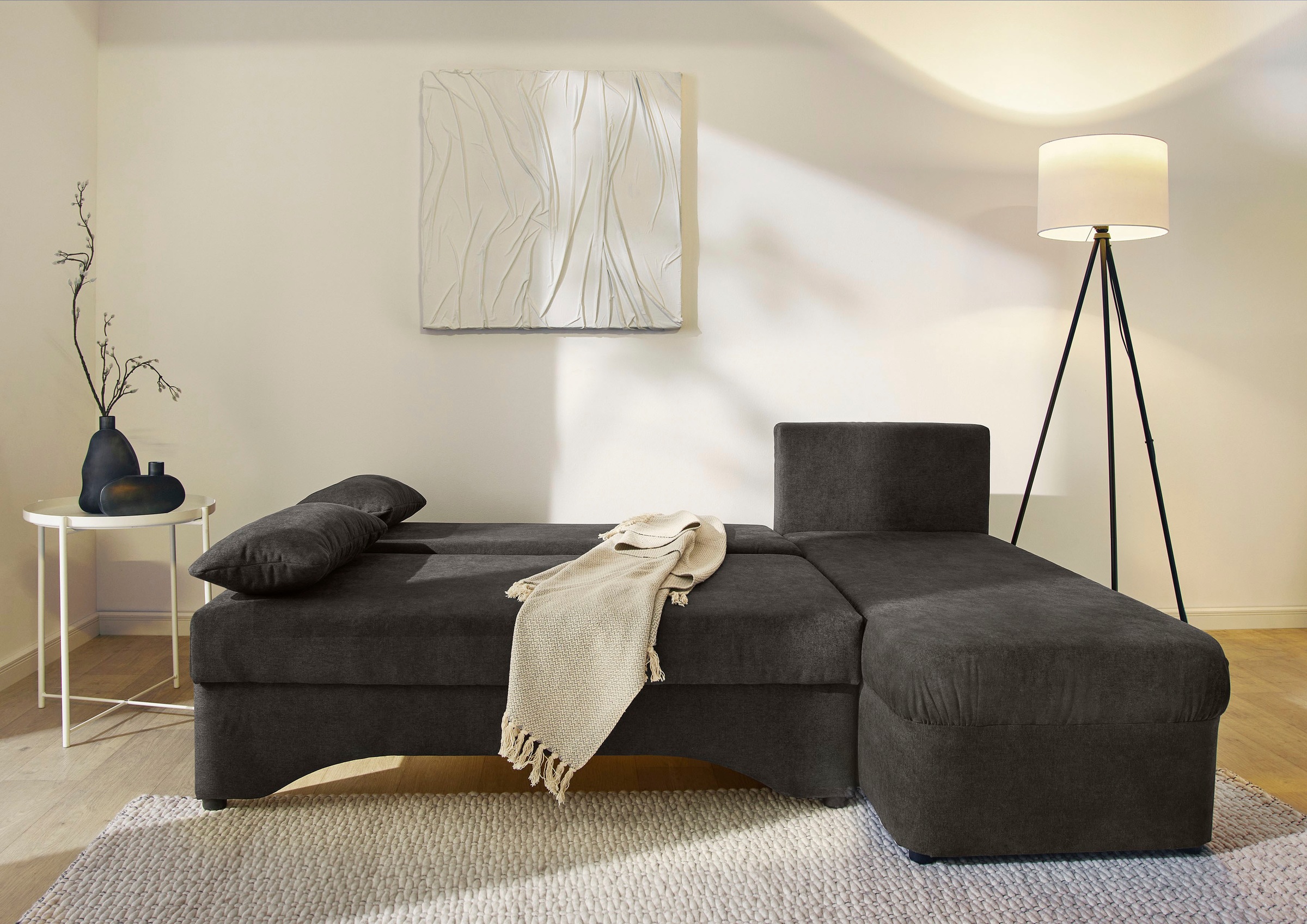 Jockenhöfer Gruppe Ecksofa »Starlight, L-Form, mit dimmbarer LED-Beleuchtung«, Gästebettfunktion; Stauraum/Bettkasten, mit Kissen