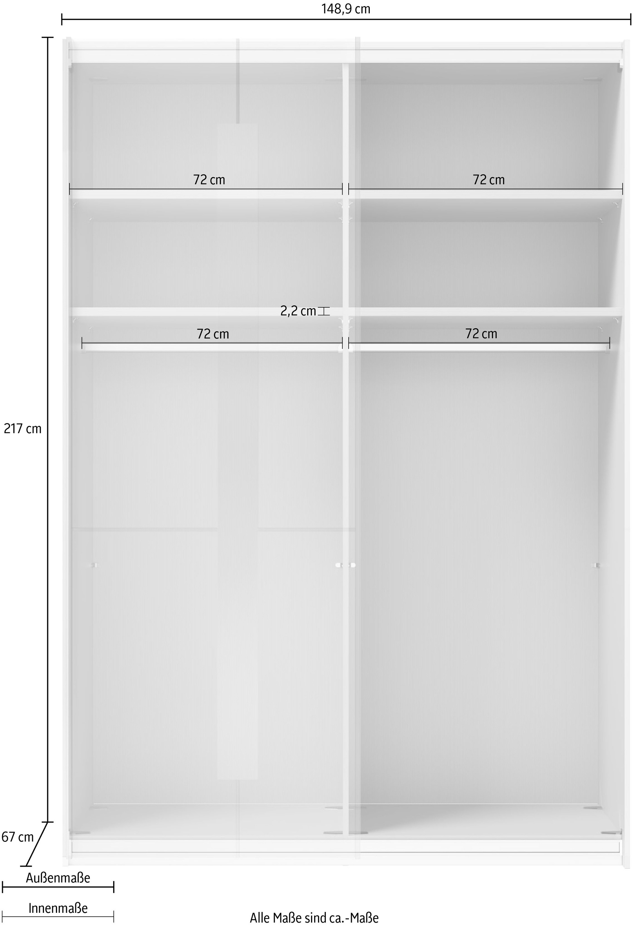 Musterring Schwebetürenschrank »Imola W« inkl. Einlegeböden und Kleiderstangen, mit Glastüren inkl. Zierspiegel