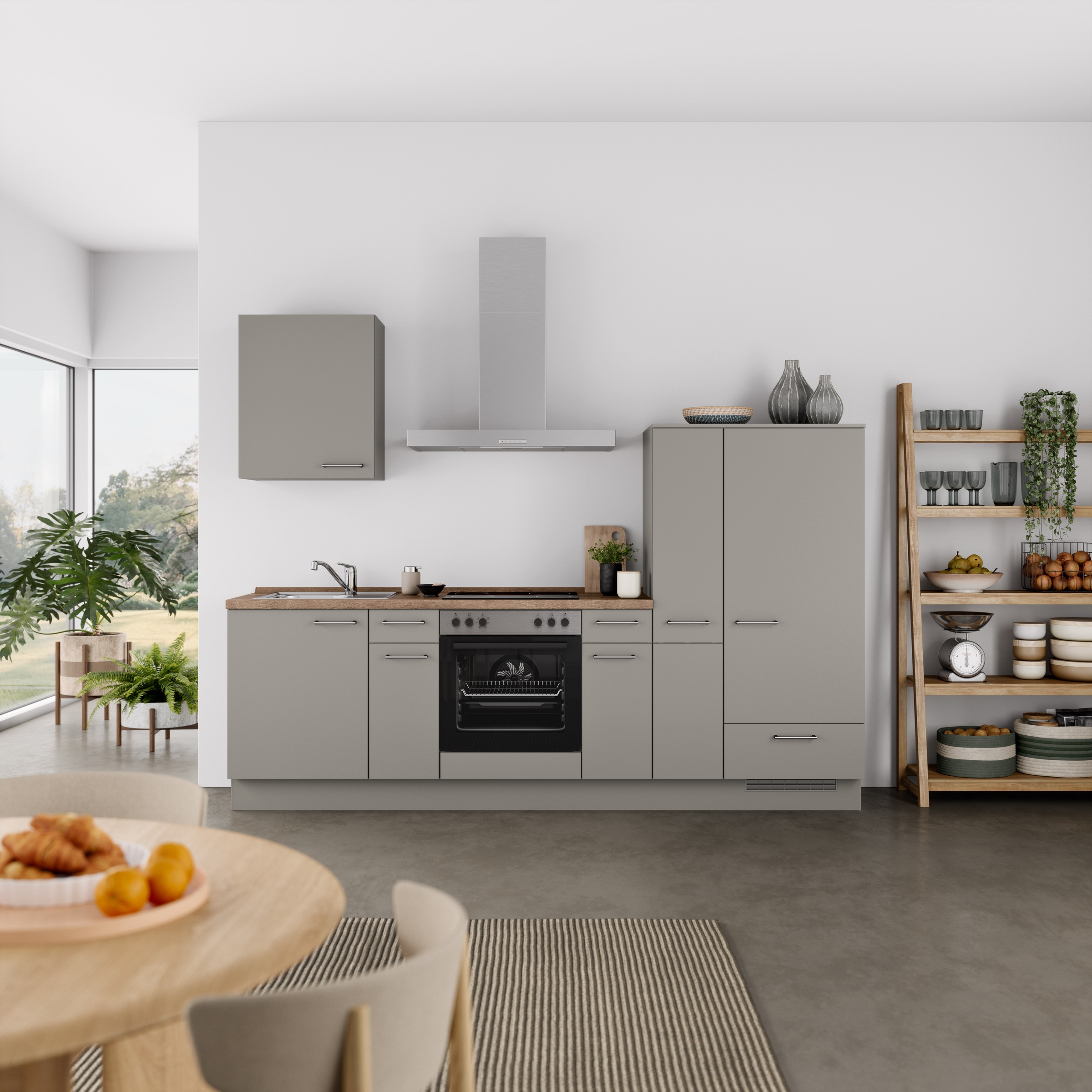 nobilia® Küchenzeile »"Laser I", Ausrichtung wählbar, Breite 270 cm« vormontiert, wahlw. mit unterschiedlichen E-Geräten-Sets