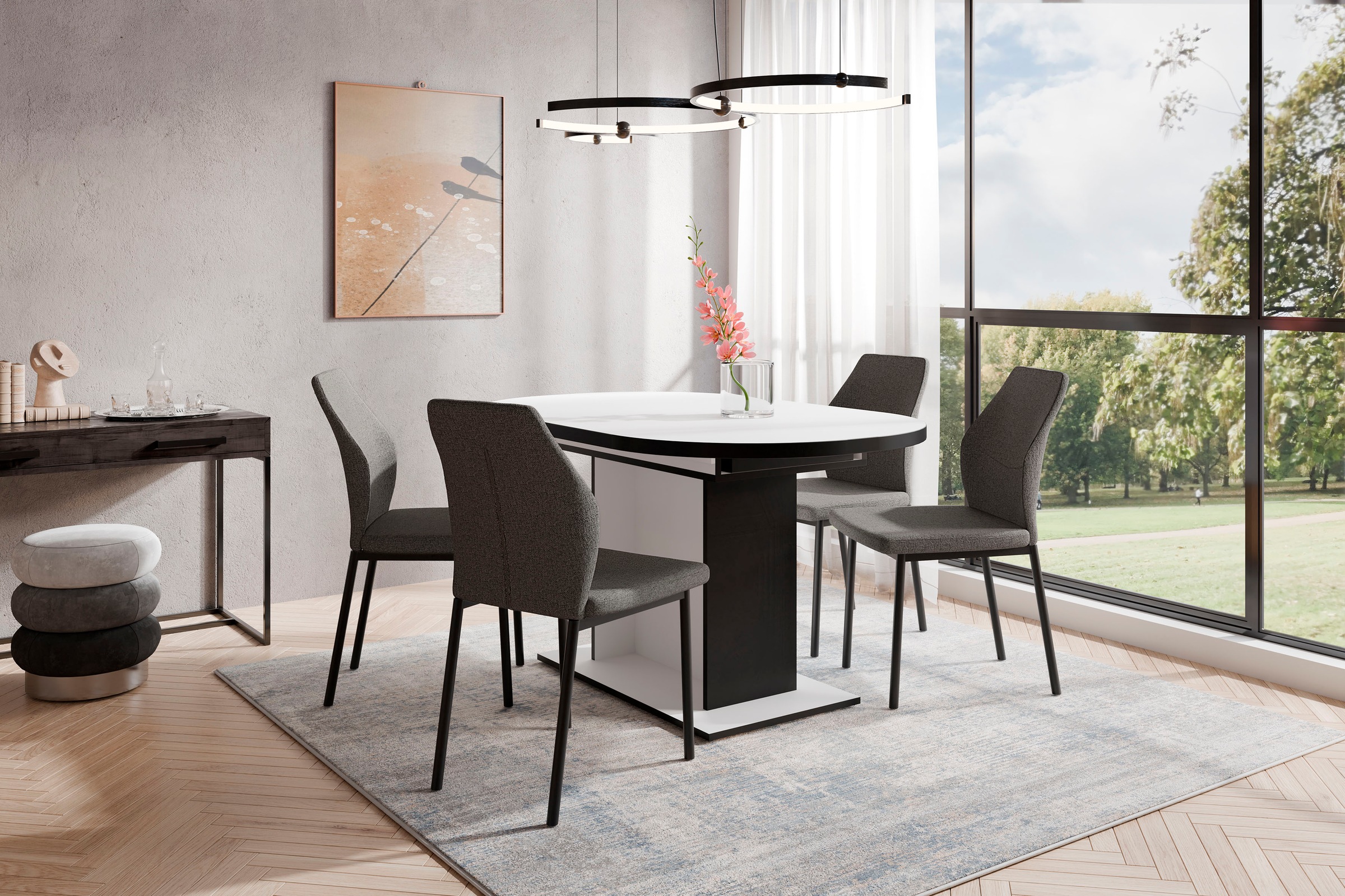 Home affaire Esszimmerstuhl »Lumos«, (Set), 4 St., Webstoff, Webstoff in vielen Farben erhältlich mit stabilem Metalluntergestell