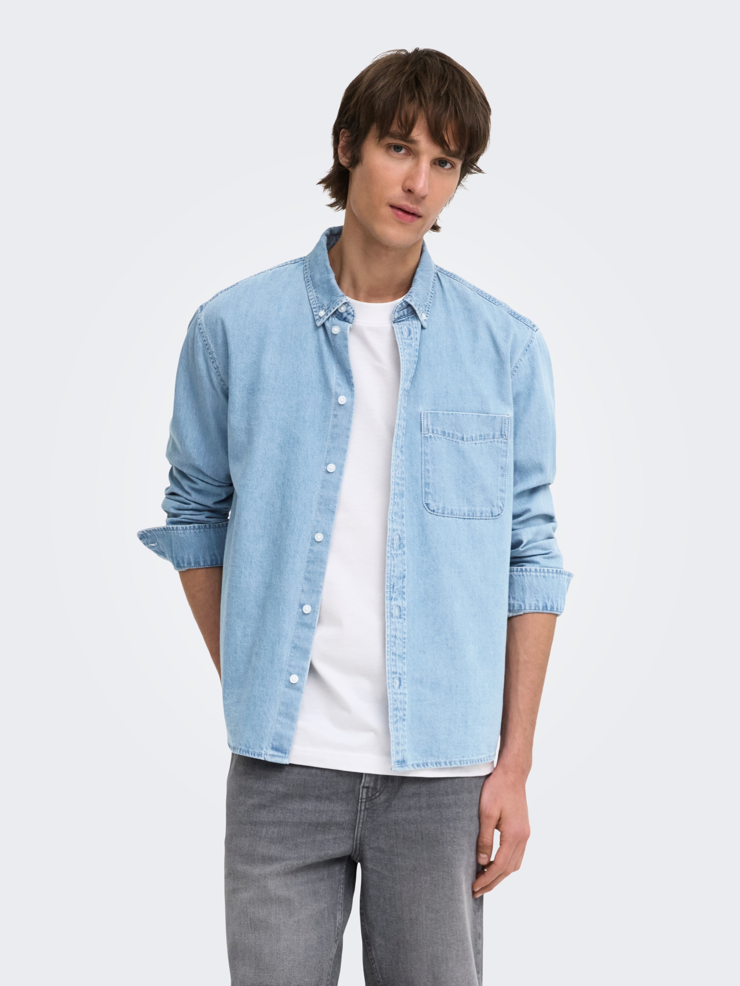 ONLY & SONS Jeanshemd »ONSORSON REGULAR YFM DNM SHIRT NOOS« Baumwolle, normal geschnitten