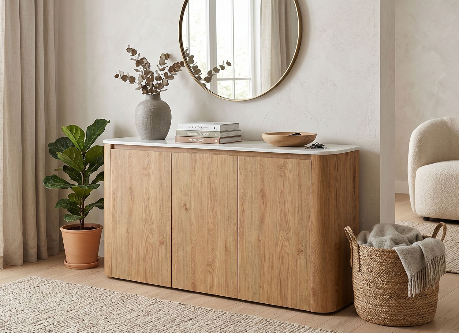Jahnke Sideboard »TRESOR SB 150« Sideboard, Marmor Look, grifflose Optik, 3 Türen, Breite:150 cm