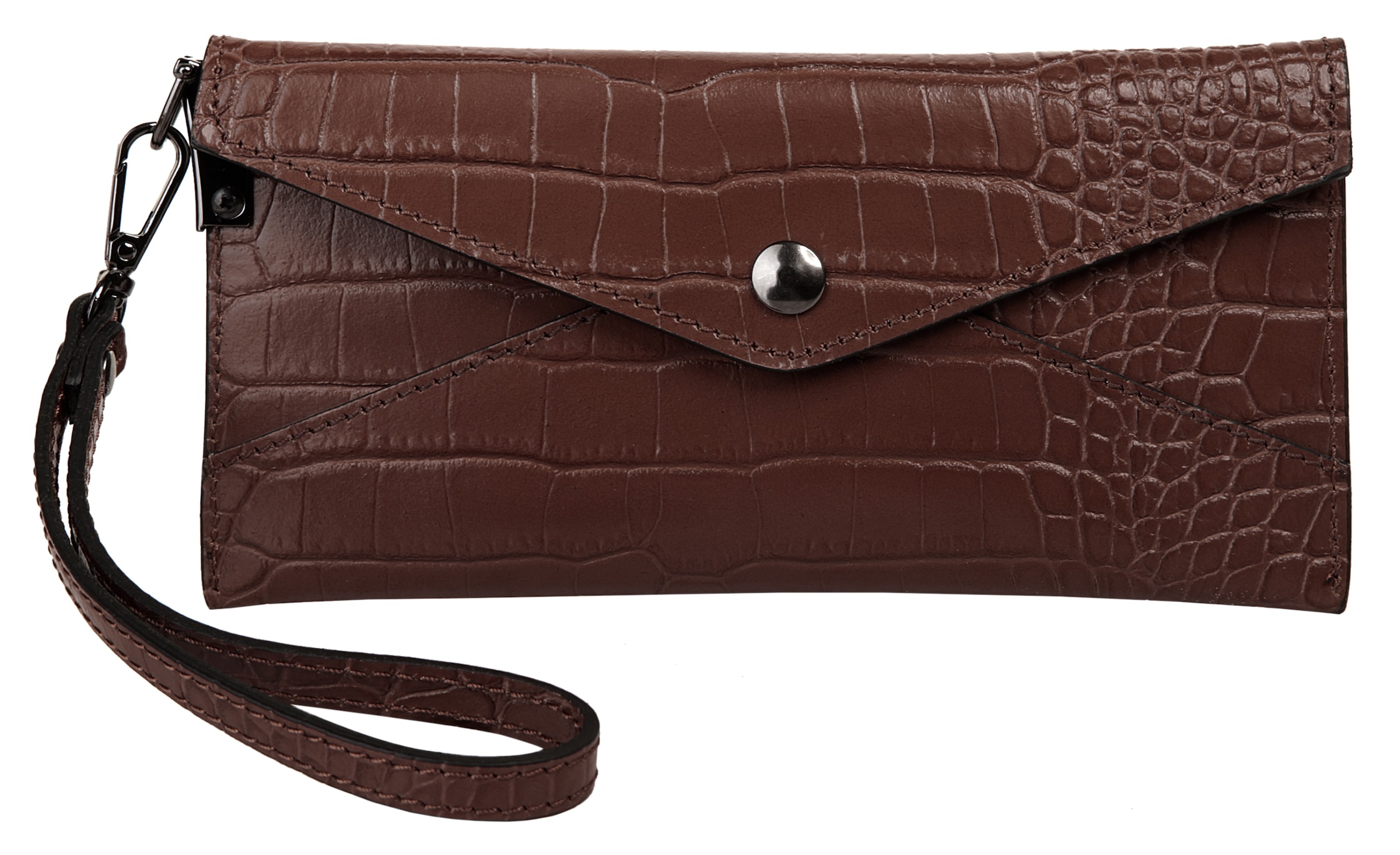 CLUTY Abendtasche echt Leder, Made in Italy braun