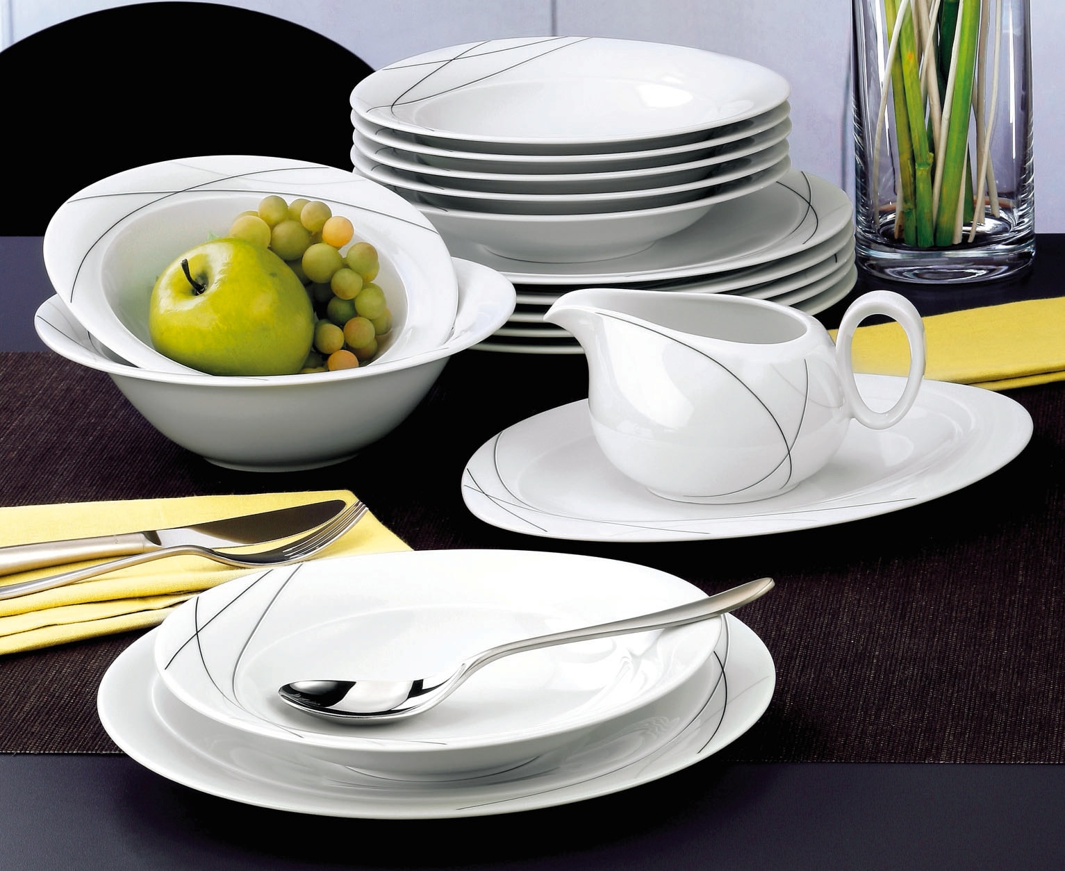 Seltmann Weiden Tafelservice »Teller Set, Geschirr-Set Trio Highline«, (Set, 12 tlg.), Teller-Set, Suppenteller, Made in Germany, 12 Teile, für 6 Personen