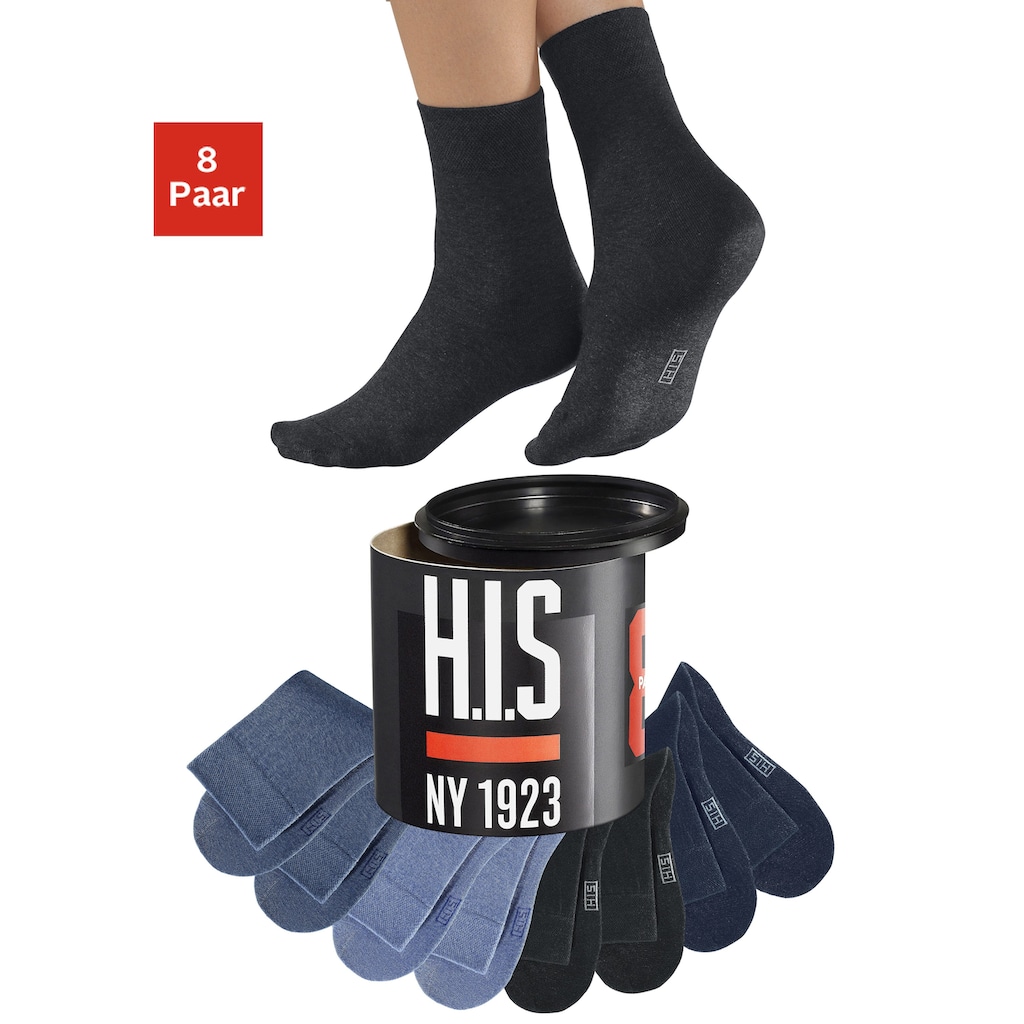 H.I.S Socken, (Dose, 8 Paar), in der Geschenkdose