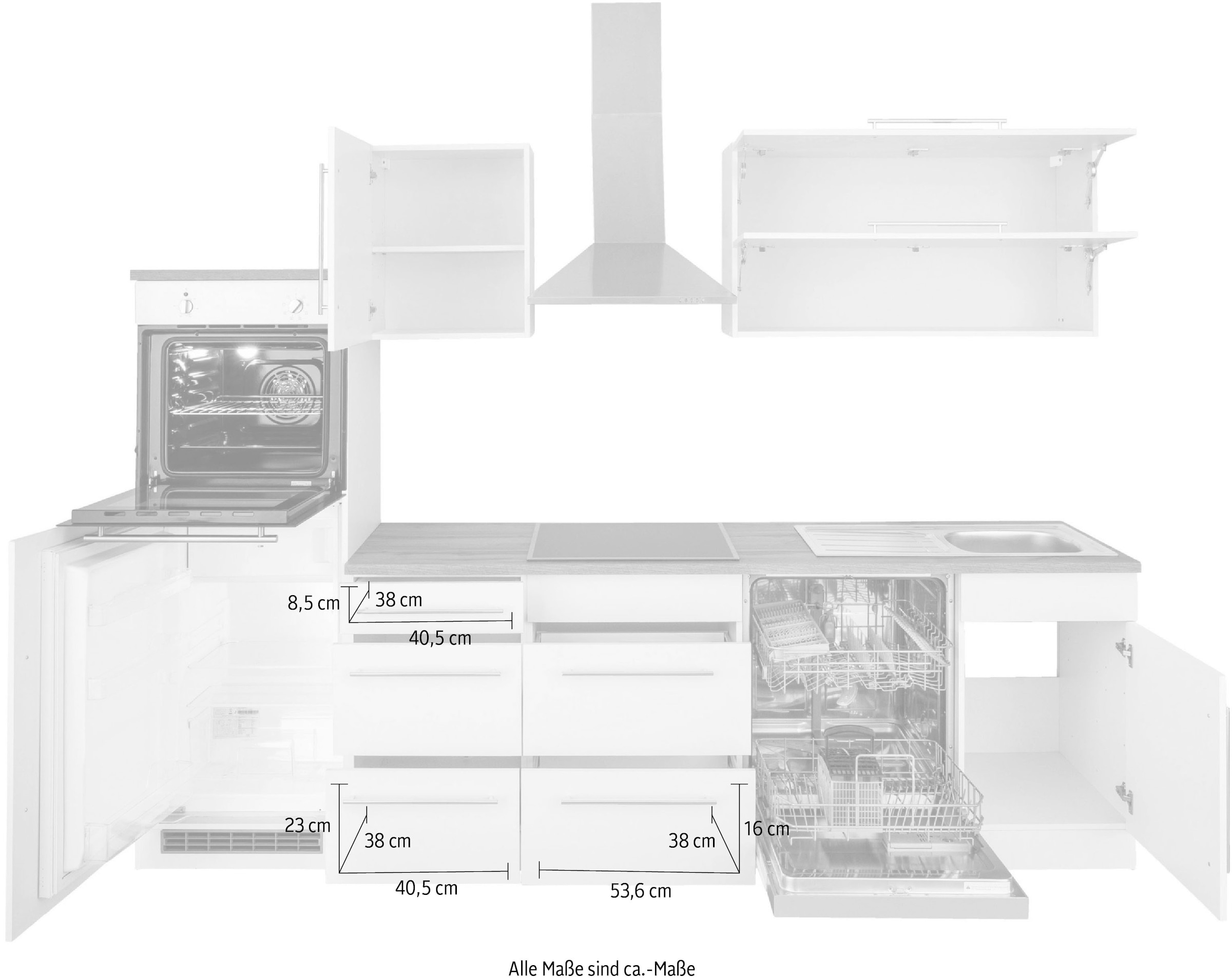 HELD 280 MÖBEL Küchenzeile E-Geräten, bestellen »Samos«, mit cm Breite online