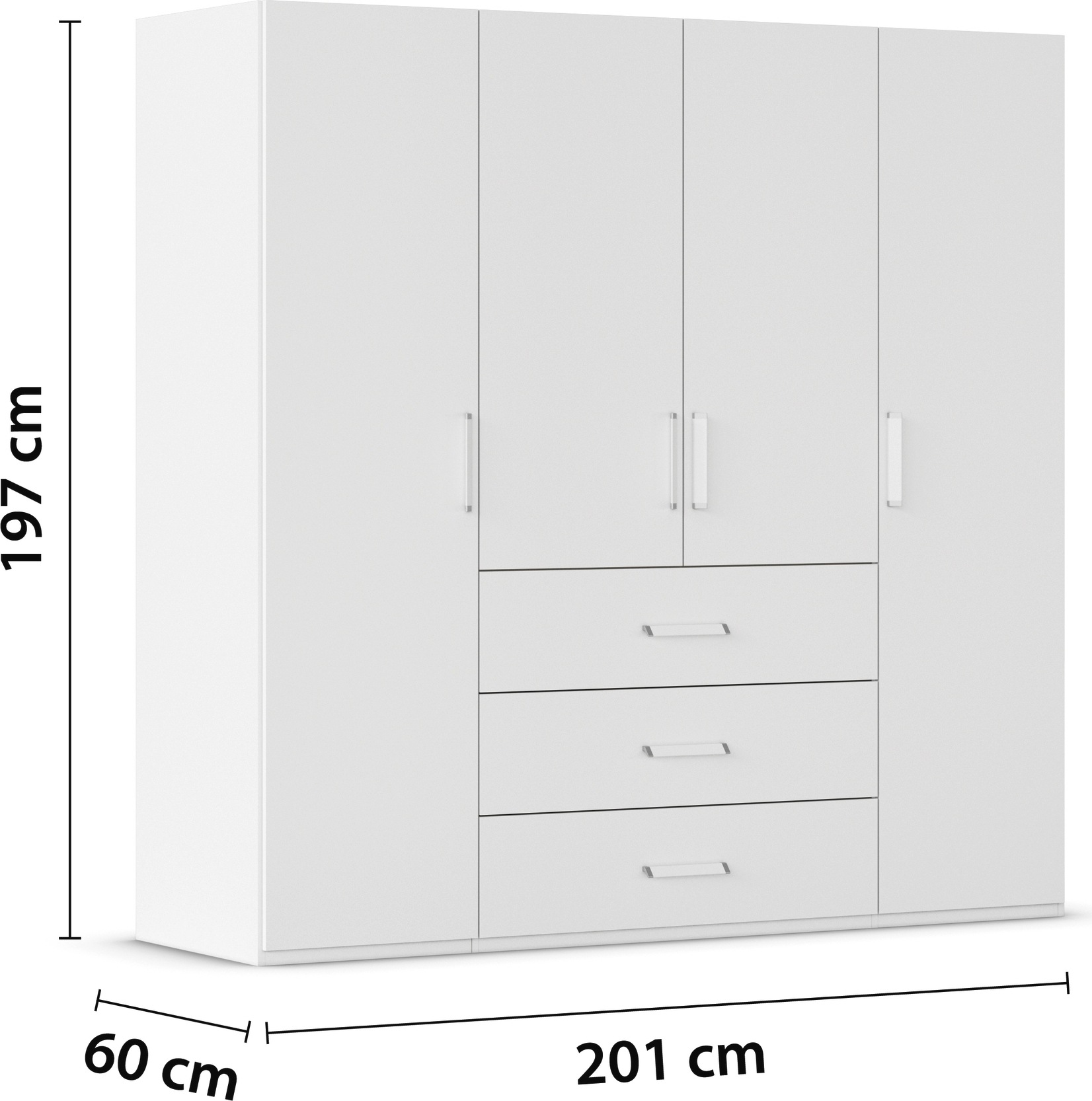 rauch Drehtürenschrank »Kleiderschrank Schrank Garderobe Schlafzimmerschrank EVELYN«, (in 2 Höhen 197 oder 210 cm erhältlich), in elegantem Stil mit Schubladen 3 Breiten und 2 Höhen MADE IN GERMANY