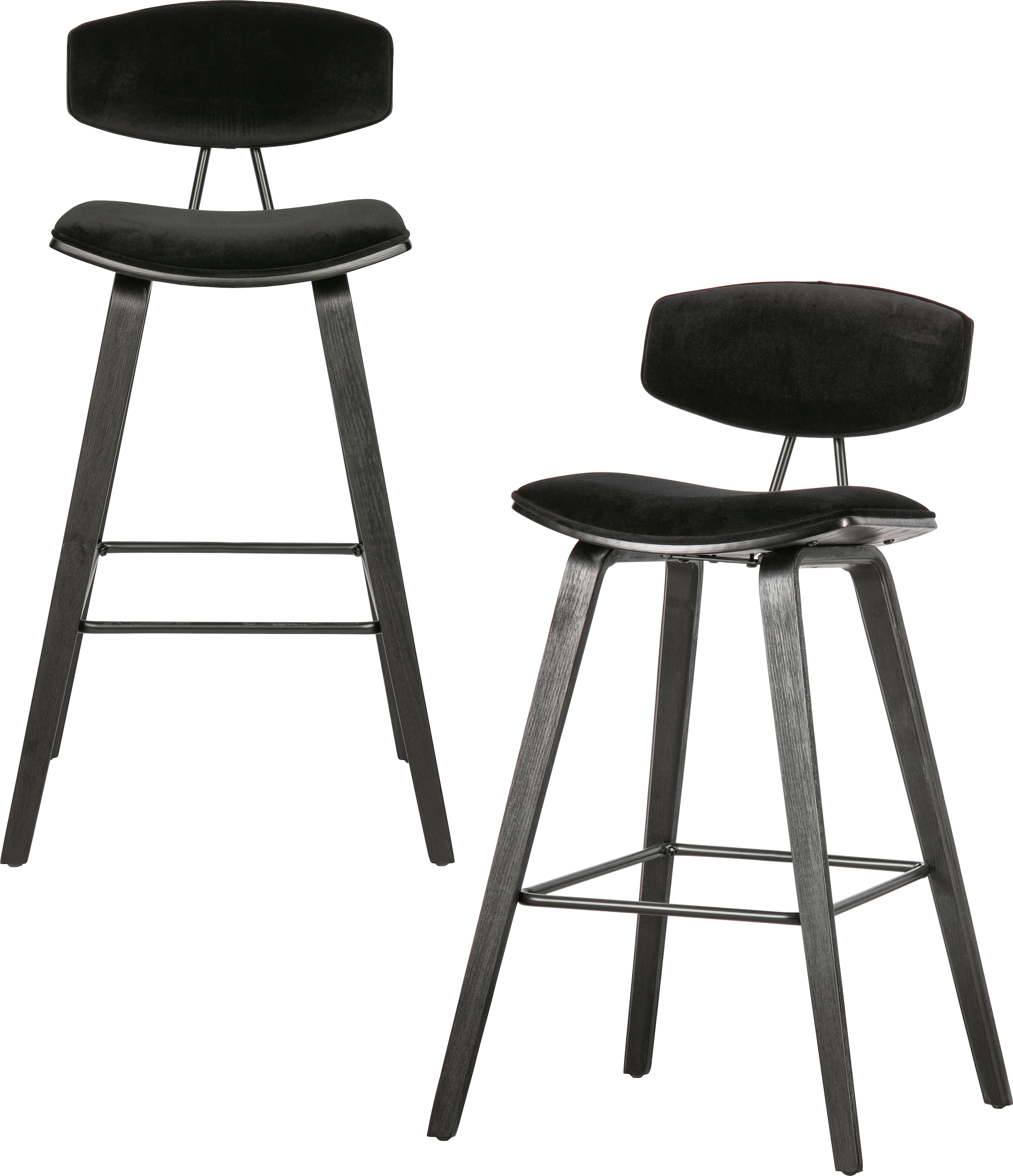 WOOOD Barhocker »Senn«, (2 St.), Sitzfläche aus Samt, H 94 cm x B 41 cm