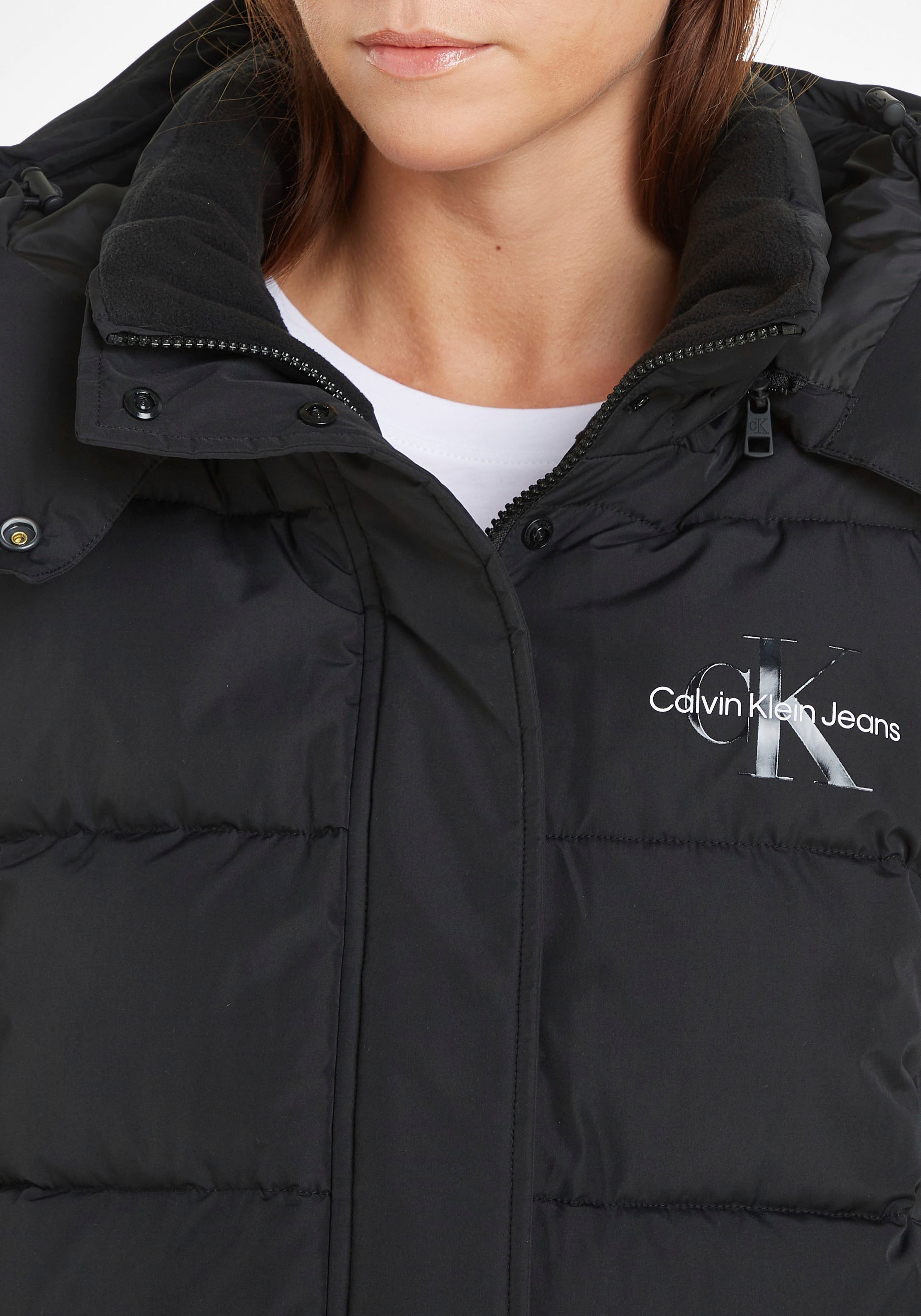 Calvin Klein Jeans NON online »MONOLOGO mit Logoschriftzug mit bei SHORT Kapuze, PUFFER«, DOWN Outdoorjacke