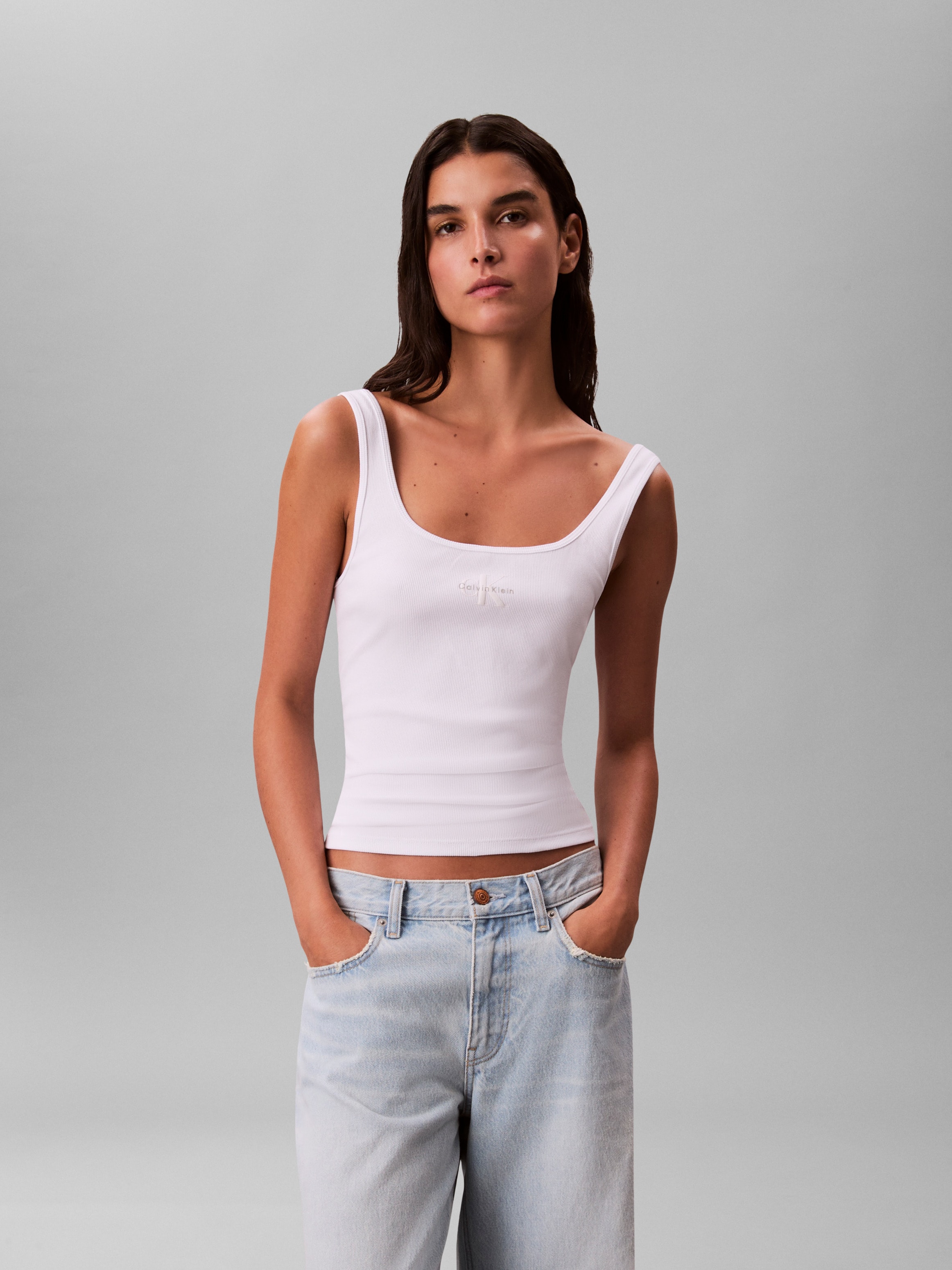 Calvin Klein Jeans Tanktop »MONOGRAM SCOOP NK RIB TANK TOP« Mit Rundhalsausschnitt, regular fit