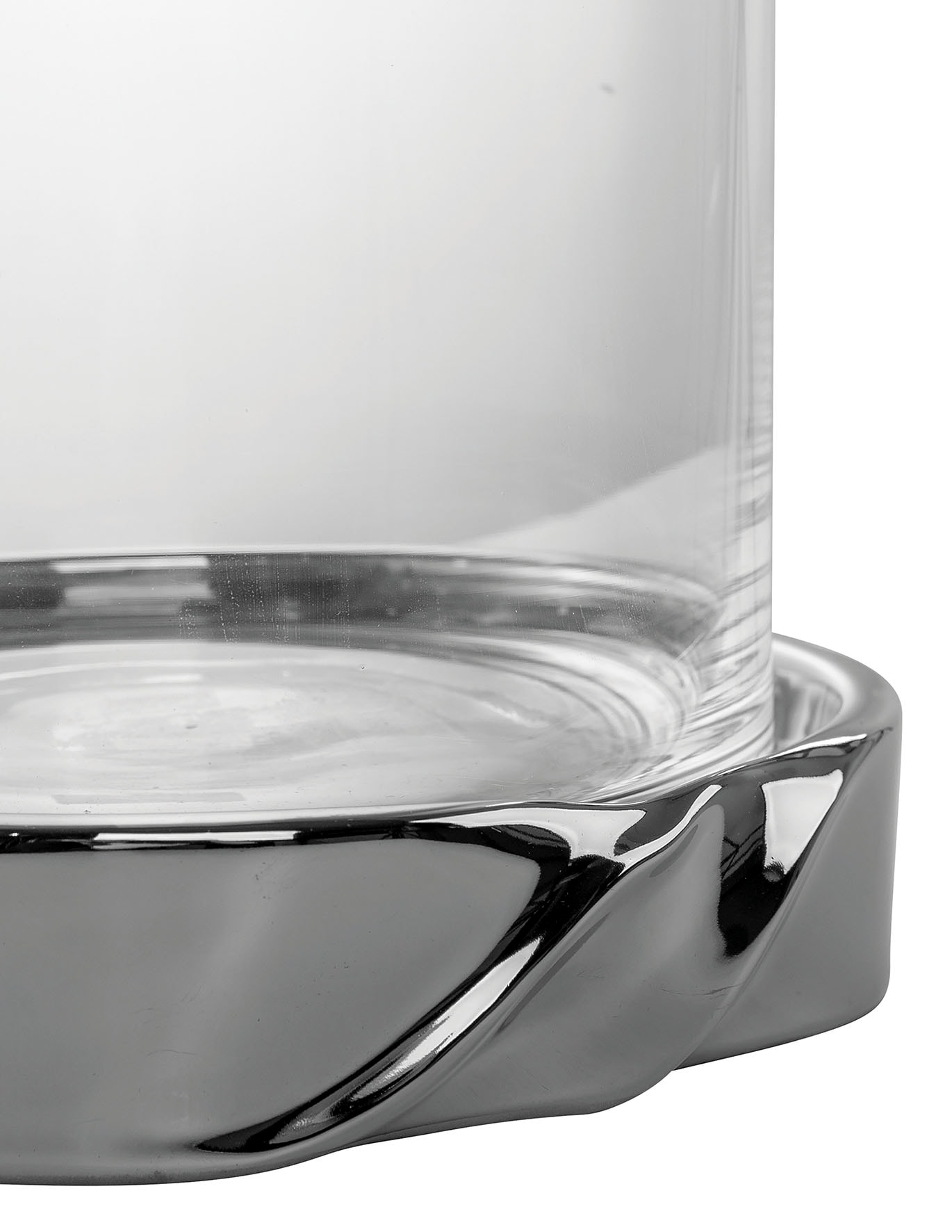 Fink Windlicht »LE DECOR«, (1 St.), Kerzenhalter mit Glaszylinder, aus Keramik, silberfarben