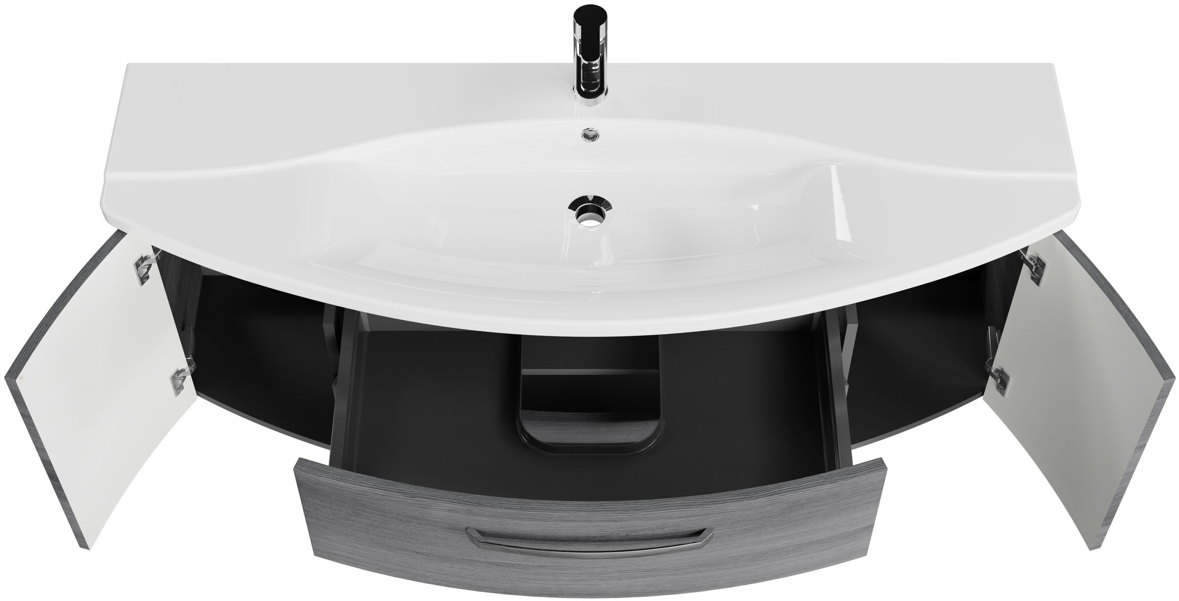 Saphir Badmöbel-Set »Serie 4010 2-teilig Keramik-Waschtisch mit LED-Spiegelschrank«, (Set), Badezimmer Set 144 cm breit, inkl. Türdämpfer, 5 Türen, 2 Schubladen