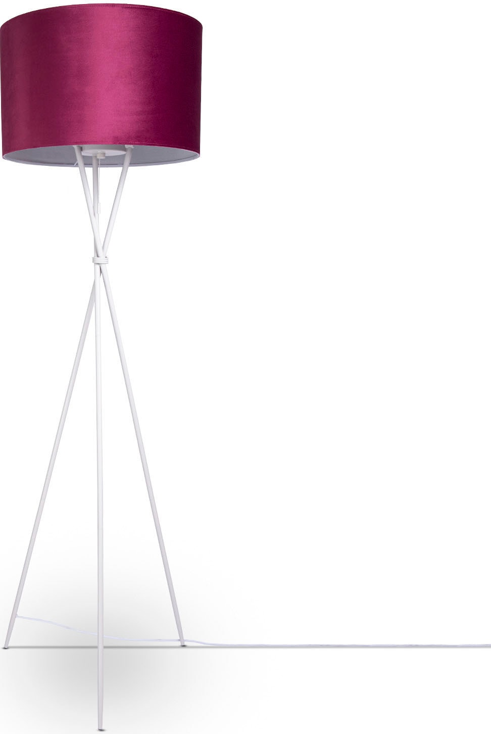 Paco Home Stehlampe »Kate uni Color«, Leuchtmittel E27 | ohne Leuchtmittel, Wohnzimmer Dreibein Standleuchte Velour Höhe 177,5cm Filigran E27