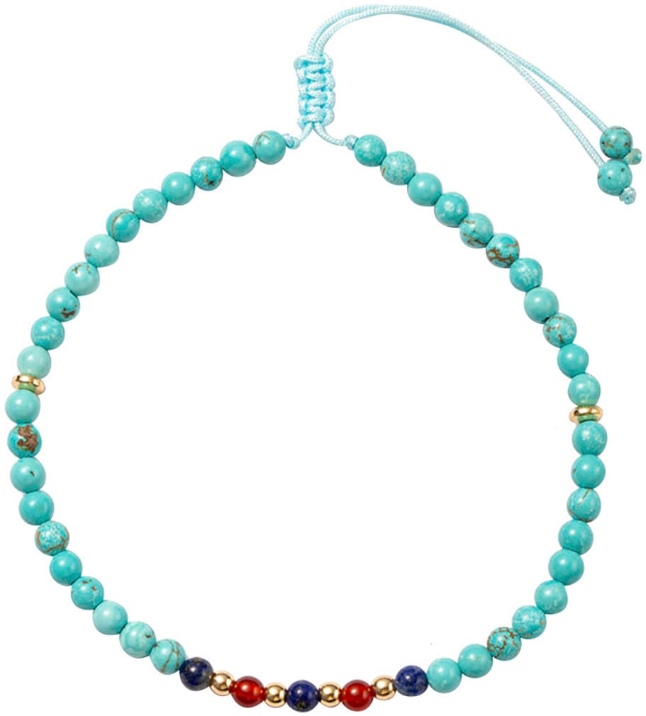 Firetti Fußketten Set »Schmuck Geschenk Körperschmuck Edelsteine«, mit Jade, Türkis (behandelt), Achat, Karneol