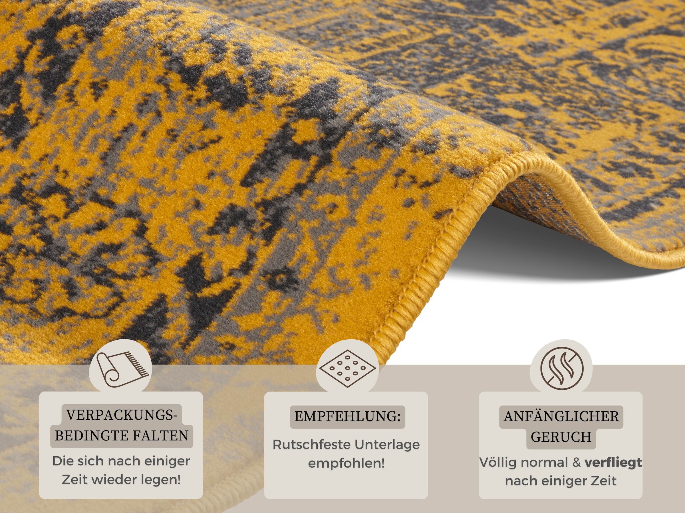 HANSE Home Läufer »Plume«, rechteckig, 9 mm Höhe, Kurzflor, Used-Look, Teppich, Vintage, Esszimmer, Wohnzimmer, Flur