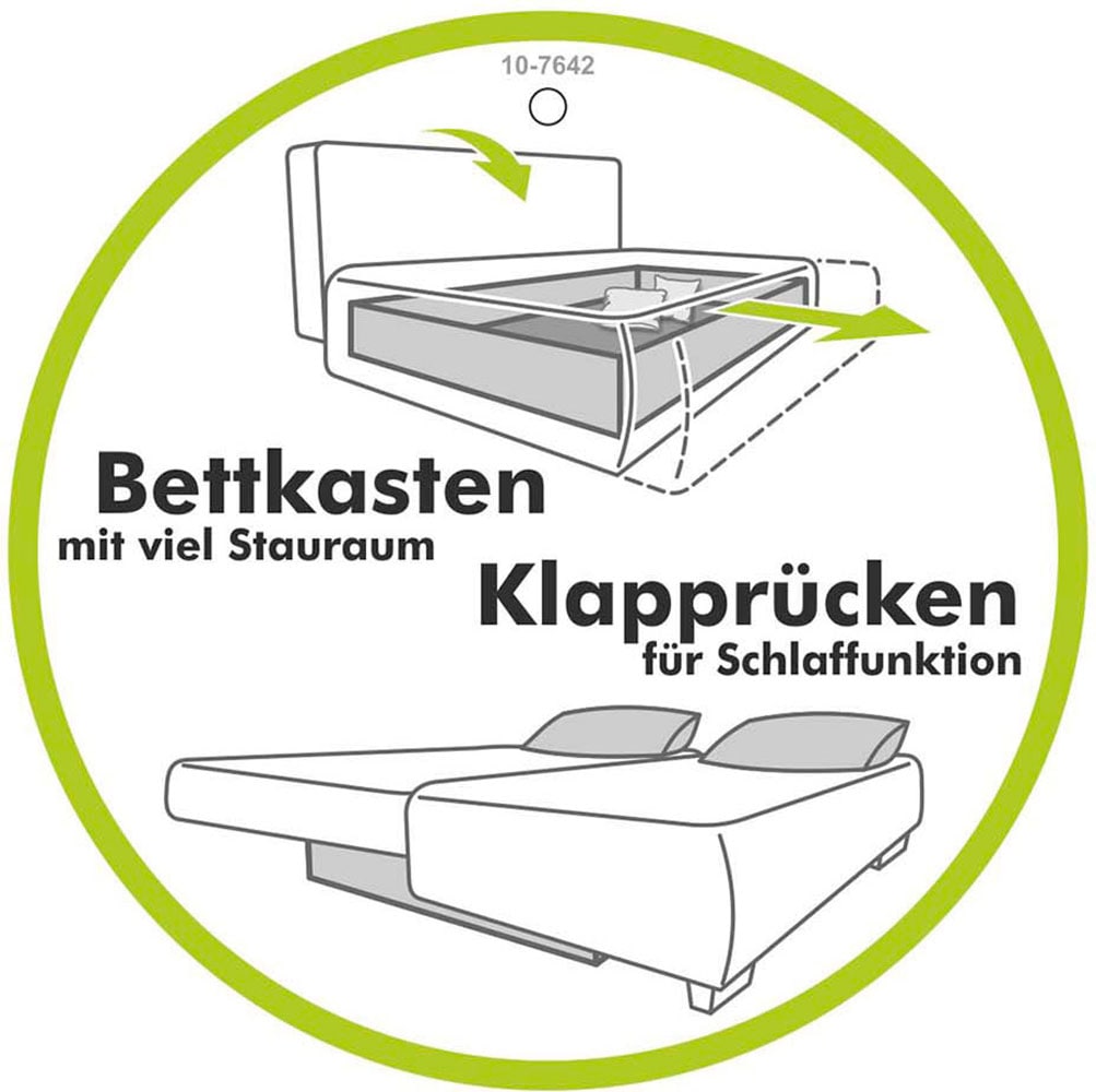 Jockenhöfer Gruppe Ecksofa »Luciano L-Form mit induktiver Lademöglichkeit, USB-A & USB-C Ladeport«, Bettkasten/Stauraum, rechts/links montierbar, große Liegefläche
