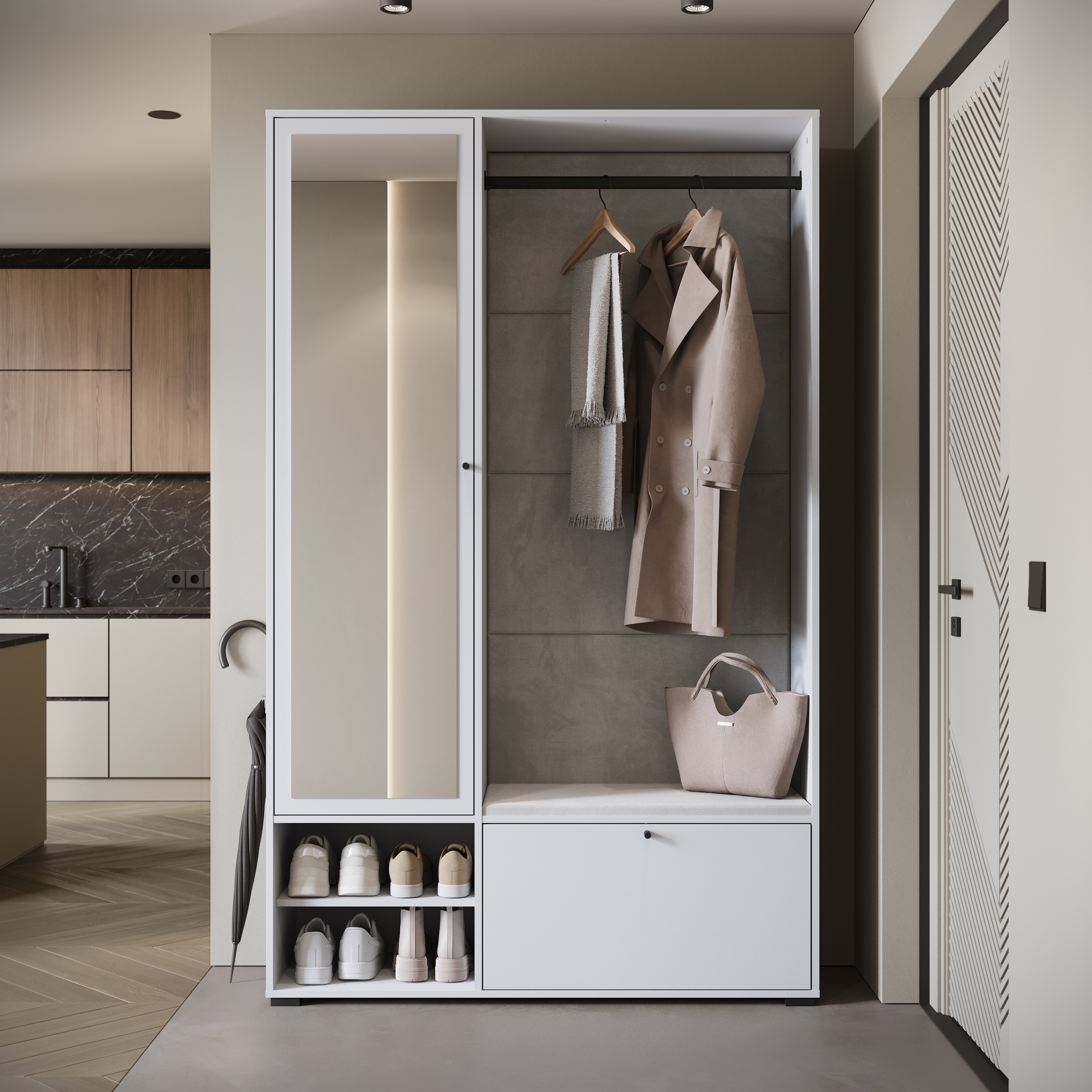 Home affaire Garderoben-Set »Garderobe mit Spiegel, Sitzbank und Kleiderstange« 1 Stk. tlg.