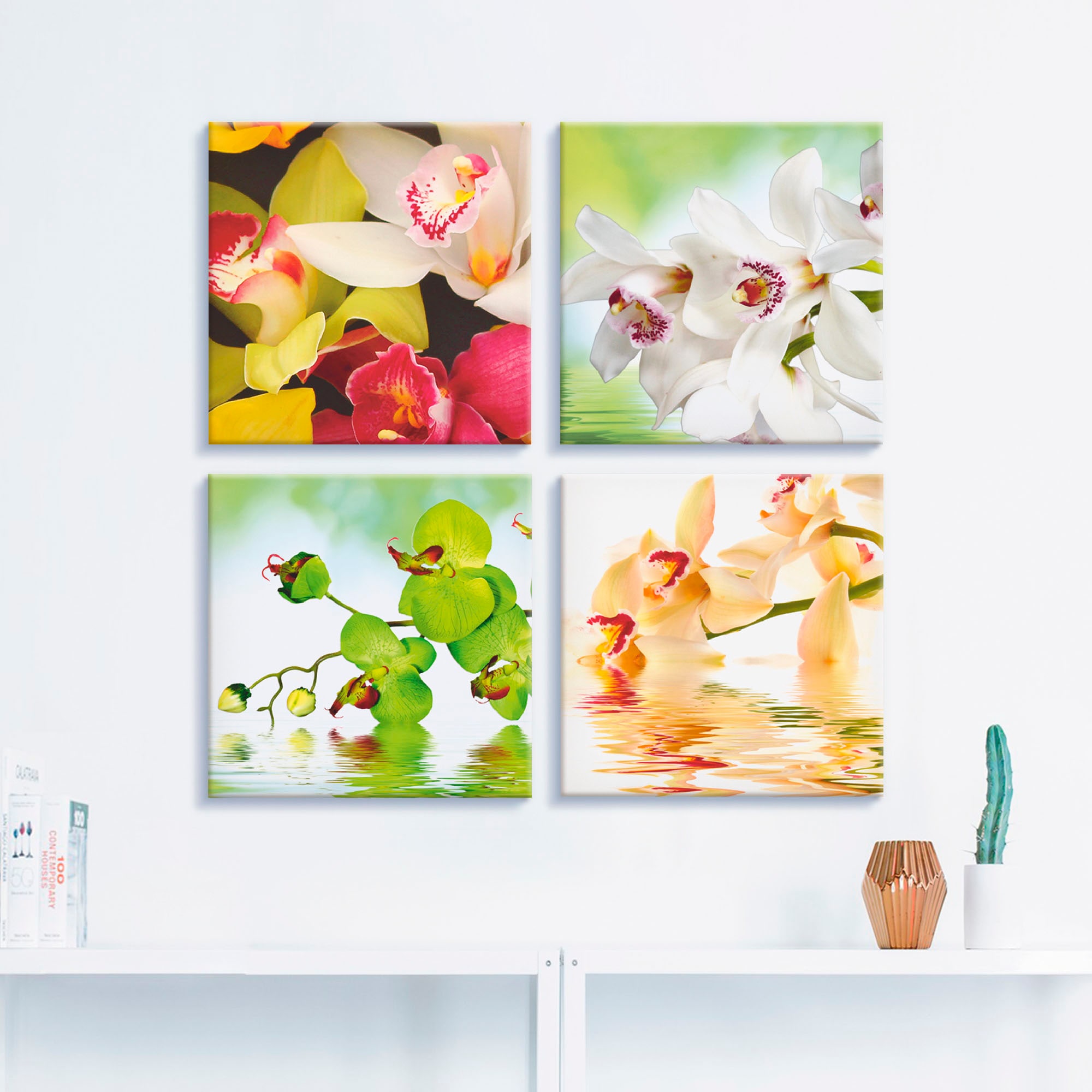 Artland Leinwandbild »Orchideen Blumen«, Blumen, (4 St.), 4er Set, verschiedene Größen