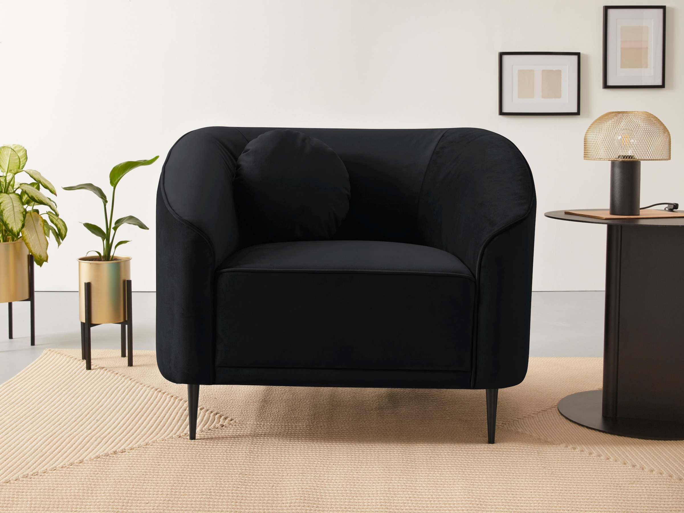 Home affaire Sessel »Ashly« in 3 Bezugsvarianten, Bouclé, Samtoptik und Str günstig online kaufen