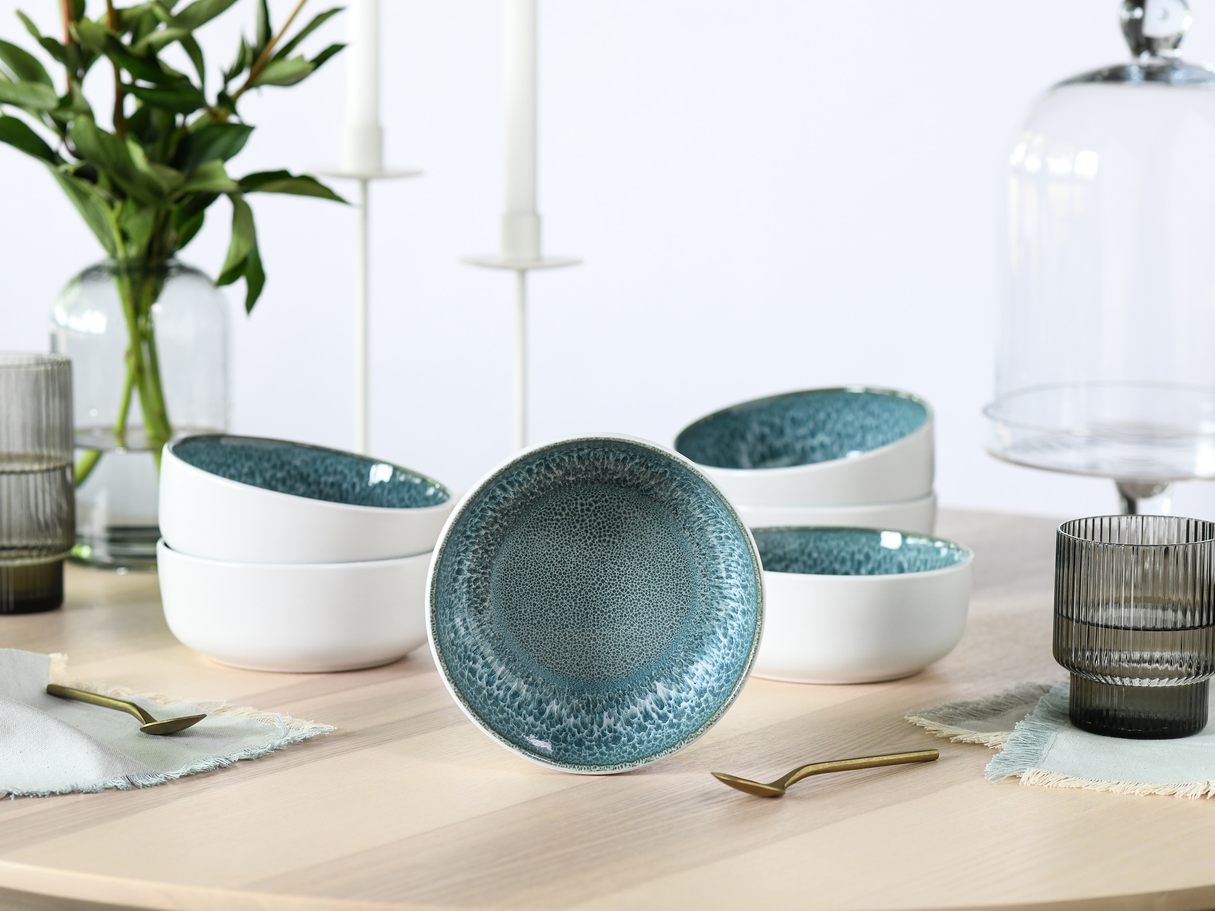 my home Müslischale »modernes Schüssel-Set Nydala, Geschirr-Set, Bowl« 6 Stk. aus Steinzeug hohe Haltbarkeit, spülmaschinen- & mikrowellengeeignet, Reaktivglasur