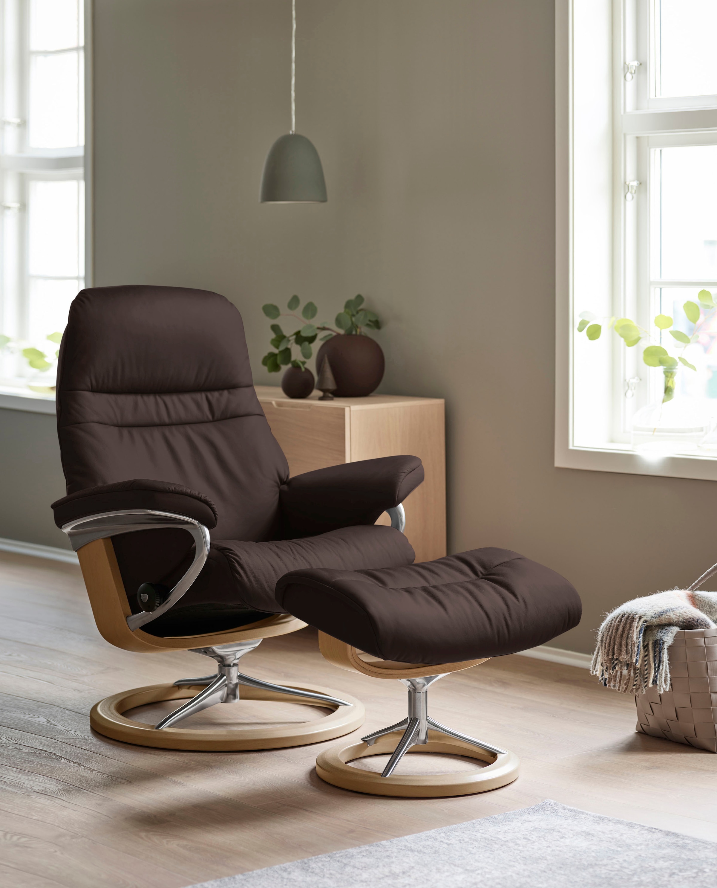 Stressless® Relaxsessel »Sunrise« Relaxsessel mit Hocker, mit Signature Bas günstig online kaufen