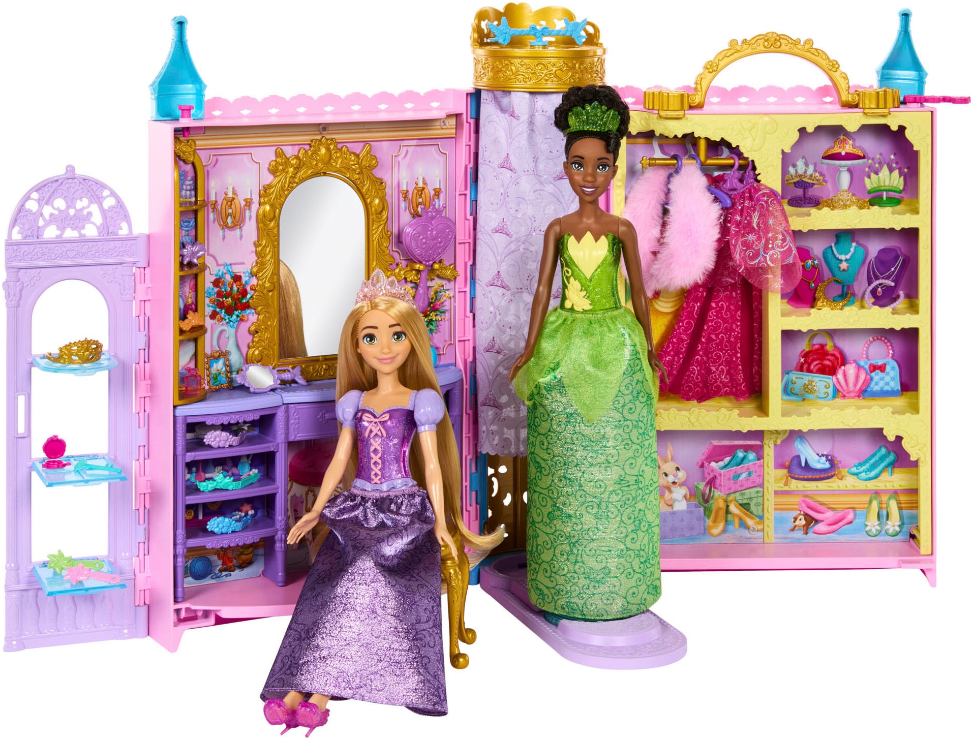 Mattel® Puppenkleiderschrank »Disney Princess - Bereit für den Ball-Schrank«, mit Kleidung, Zubehörteilen und Aufbewarhung