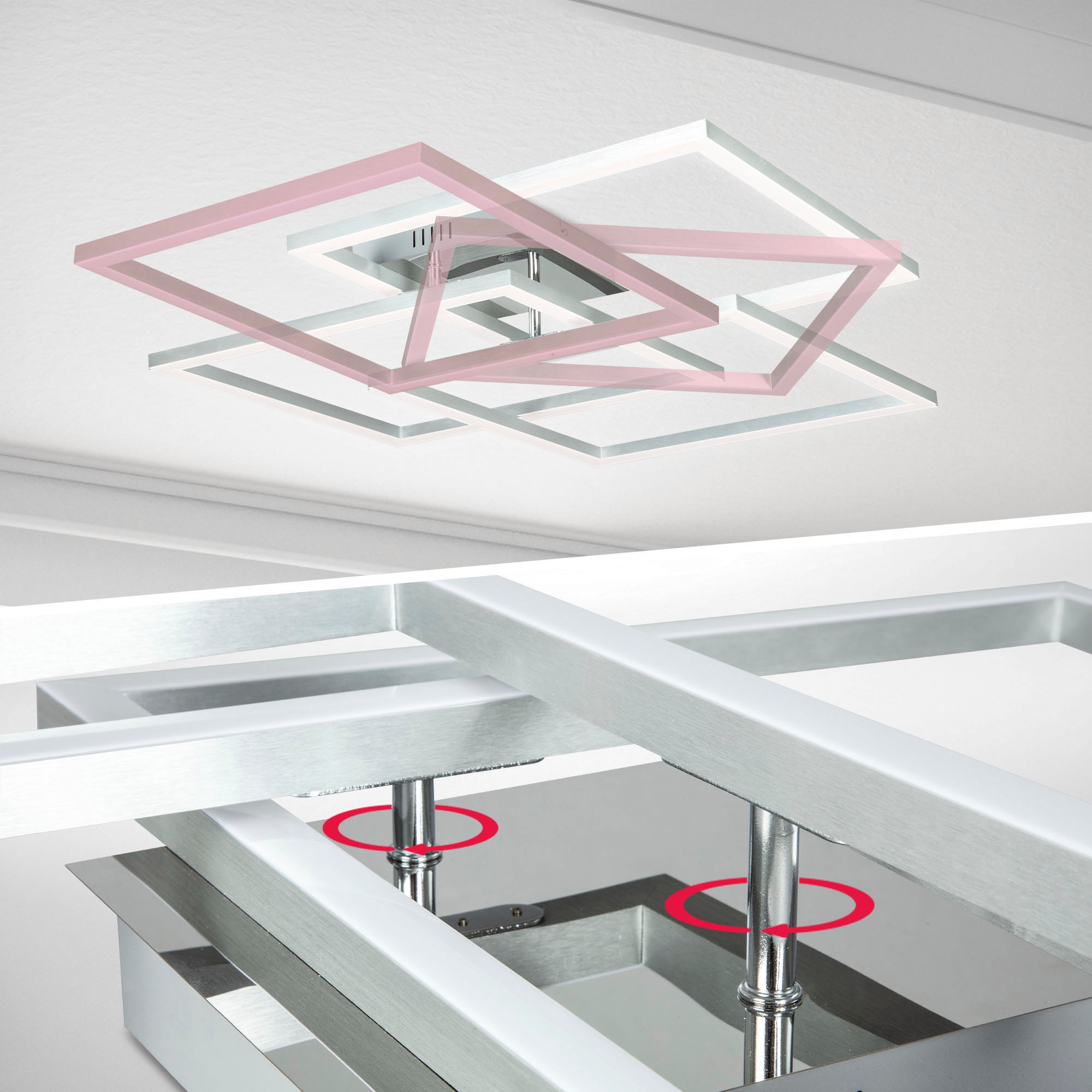 B.K.Licht Smarte LED-Deckenleuchte,  mit APP Steuerung und Fernbedienung, 3x LED-Modul mit 48 Watt, 4.800lm (je Modul 1.600lm), 3.000 - 6.500k dimmbar, Nachtlichtfunktion