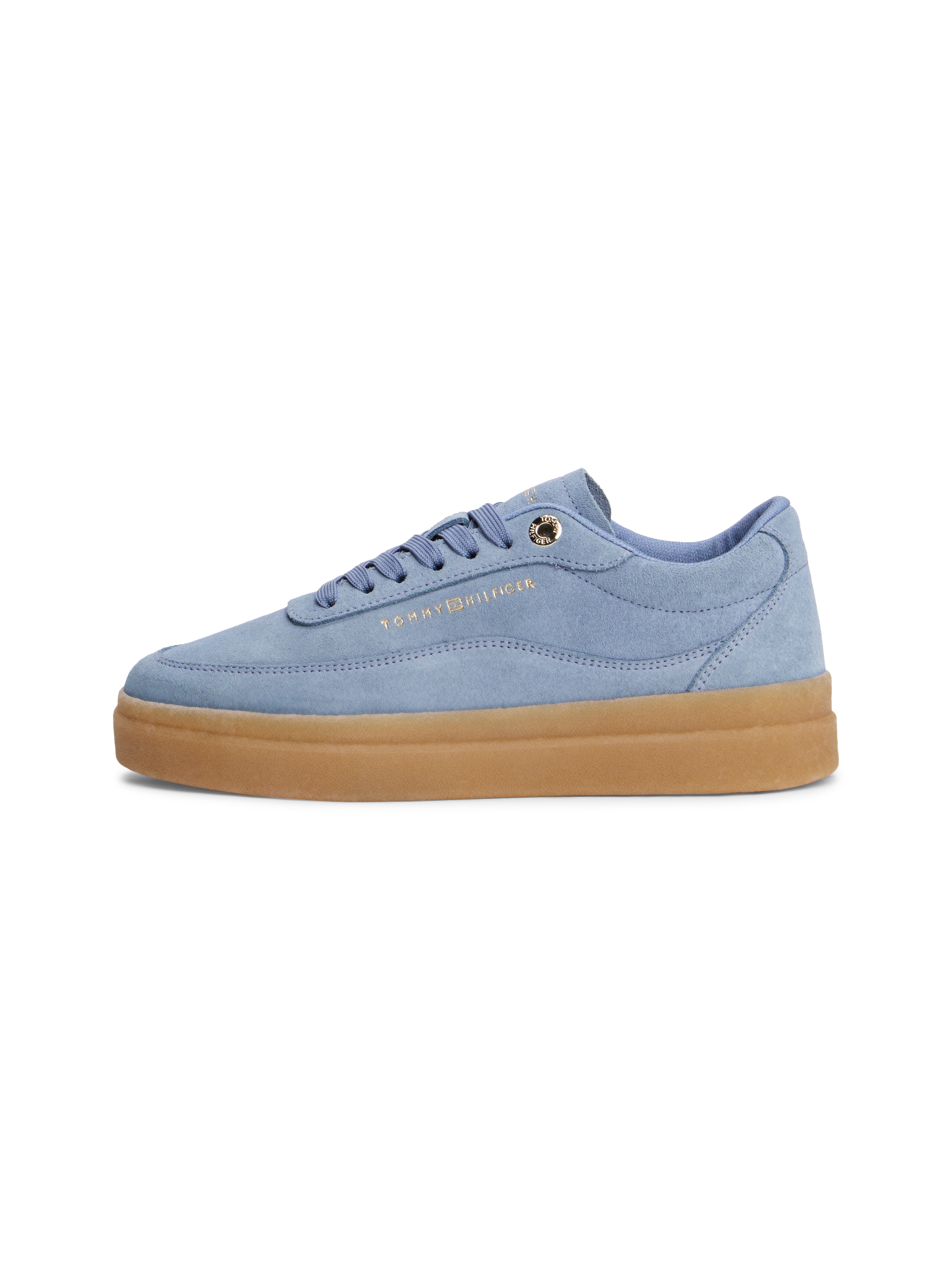 Tommy Hilfiger Plateausneaker »MODERN COURT SNEAKER SUEDE«, Freizeitschuh, Halbschuh, Schnürer mit weich gepolstertem Schaftrand