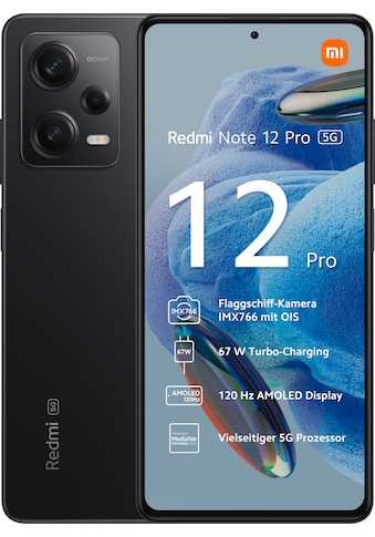 Smartphone »Redmi Note 12 Pro 5G 6GB+128GB«, Schwarz, 16,94 cm/6,67 Zoll, 128 GB...