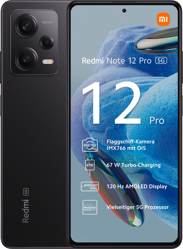 Smartphone »Redmi Note 12 Pro 5G 6GB+128GB«, Schwarz, 16,94 cm/6,67 Zoll, 128 GB...