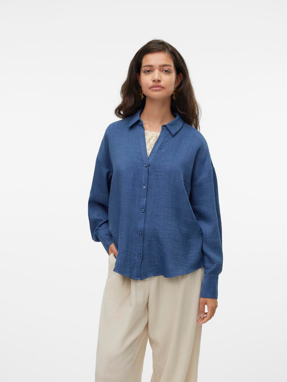 Vero Moda Langarmbluse »VMMELANEY QUEENY LS SHIRT WVN NOOS«