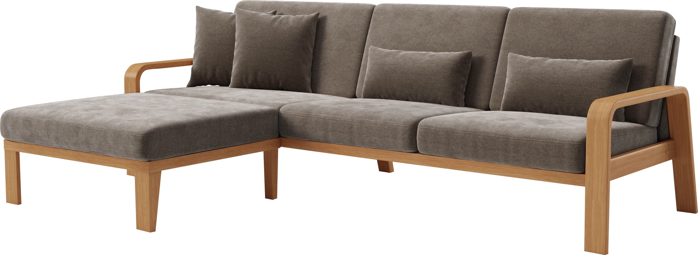 sit&more Ecksofa »Kolding L-Form«, Armlehnen aus eichefarbigem Buchenholz, verschiedene Bezüge und Farben