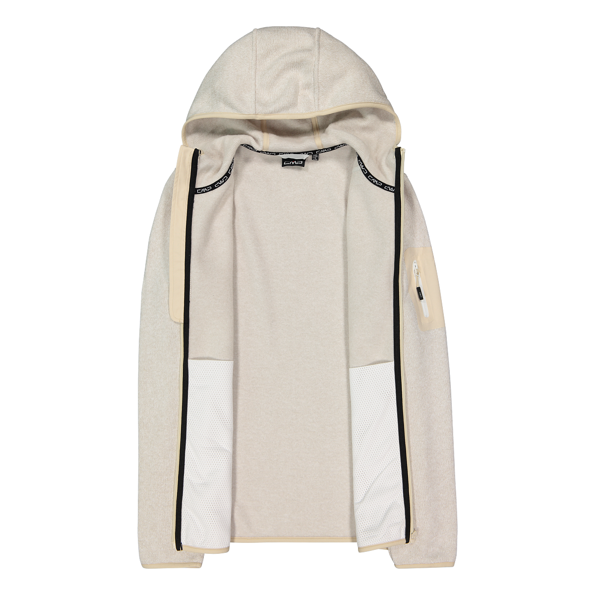 CMP Strickfleecejacke »KNITTED MELANGE HOODY WOMAN HOODY JACKET« mit Kapuze mit Reißverschlusstaschen, atmungsaktiv, schnell trocknend