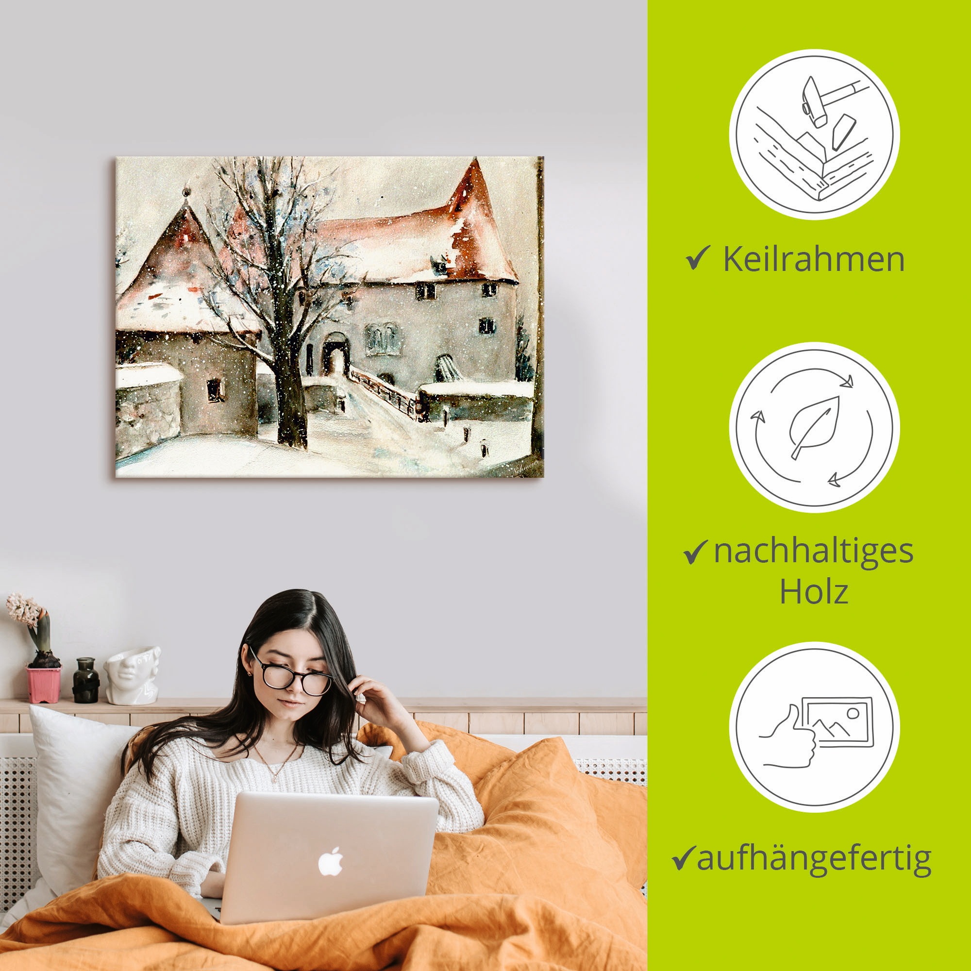 Artland Wandbild »Winter auf der Burg«, Gebäude, (1 St.), als Leinwandbild, Poster, Wandaufkleber in verschied. Größen