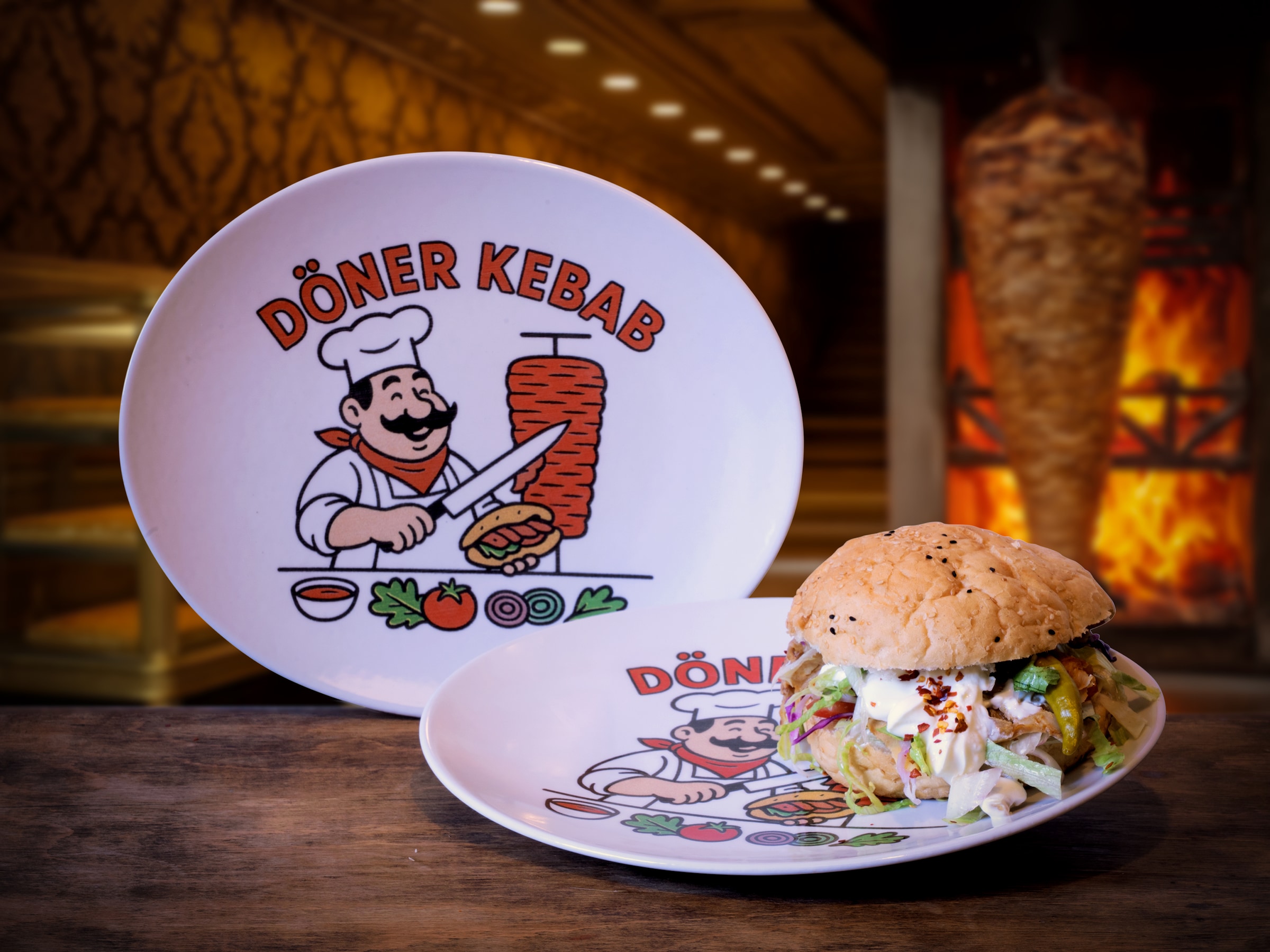 CreaTable Speiseteller »Gourmet, Kebabteller 4-tlg.« Zeitlos, Hochwertiges Porzellan