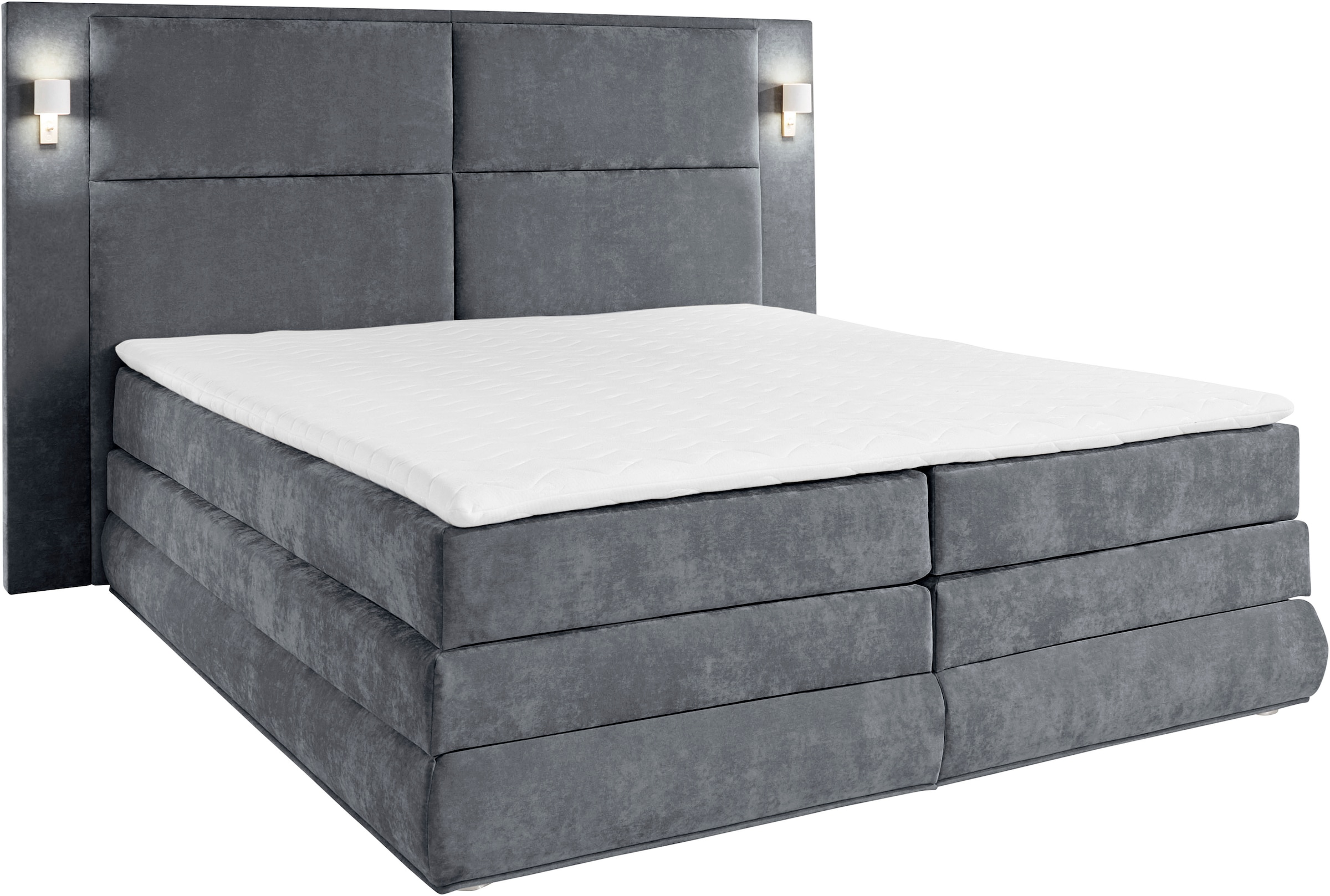 COLLECTION AB Boxspringbett »Copenhagen«, inklusive Bettkasten, Topper, wahlweise mit LED-Beleuchtung
