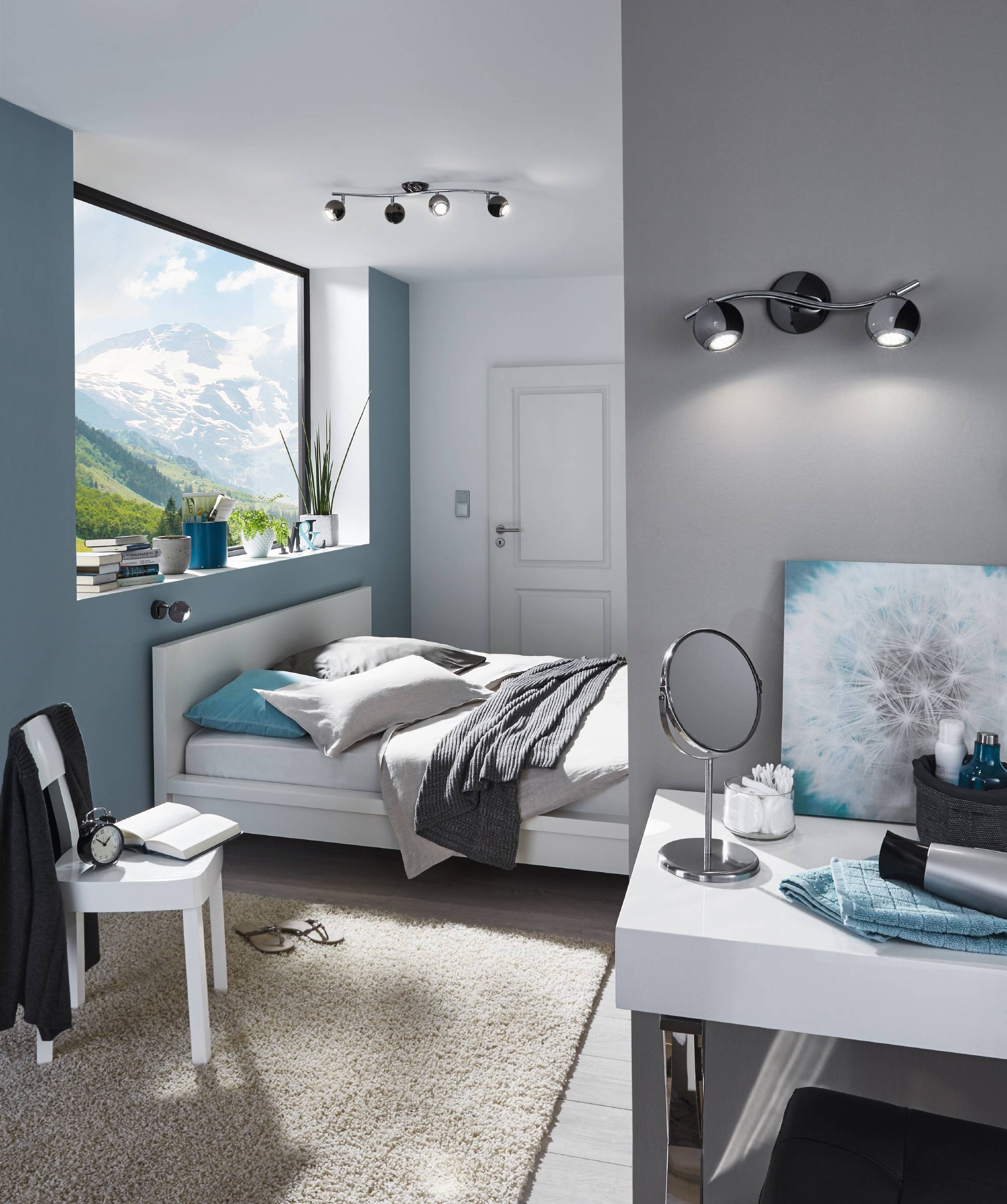 EGLO Deckenleuchte »Bimeda Deckenlampe, Flurlampe, Deckenstrahler aus Metall, GU10, Lampe« GU10 1 Stk. Warmweiß Spot - L36,5 x B10 cm - nickel-nero, chrom - 2X2,8W inkl.