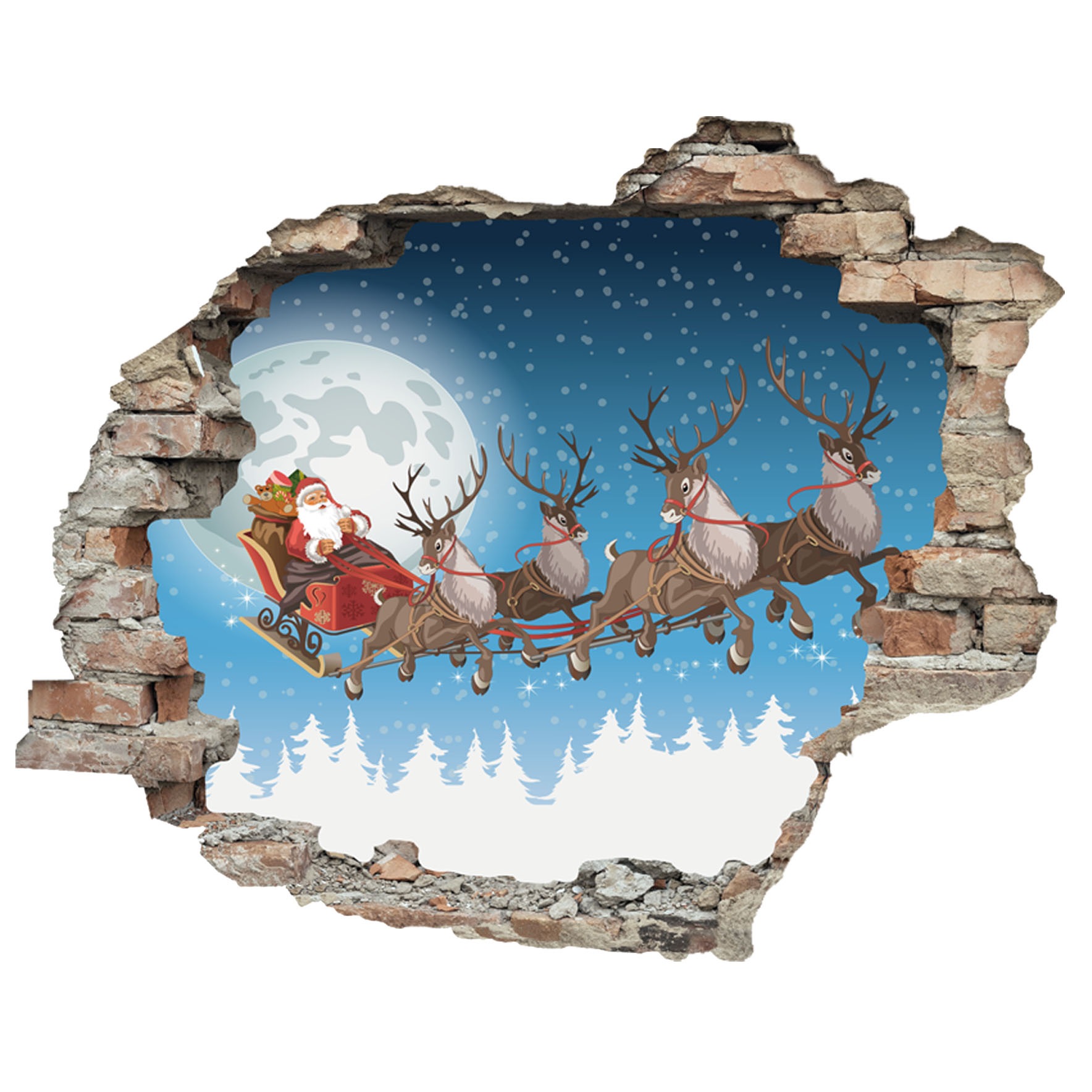 queence 3D-Wandtattoo »Der Weihnachtsmann am Himmel«, (1 St.), selbstklebender Wandsticker Weihnachten