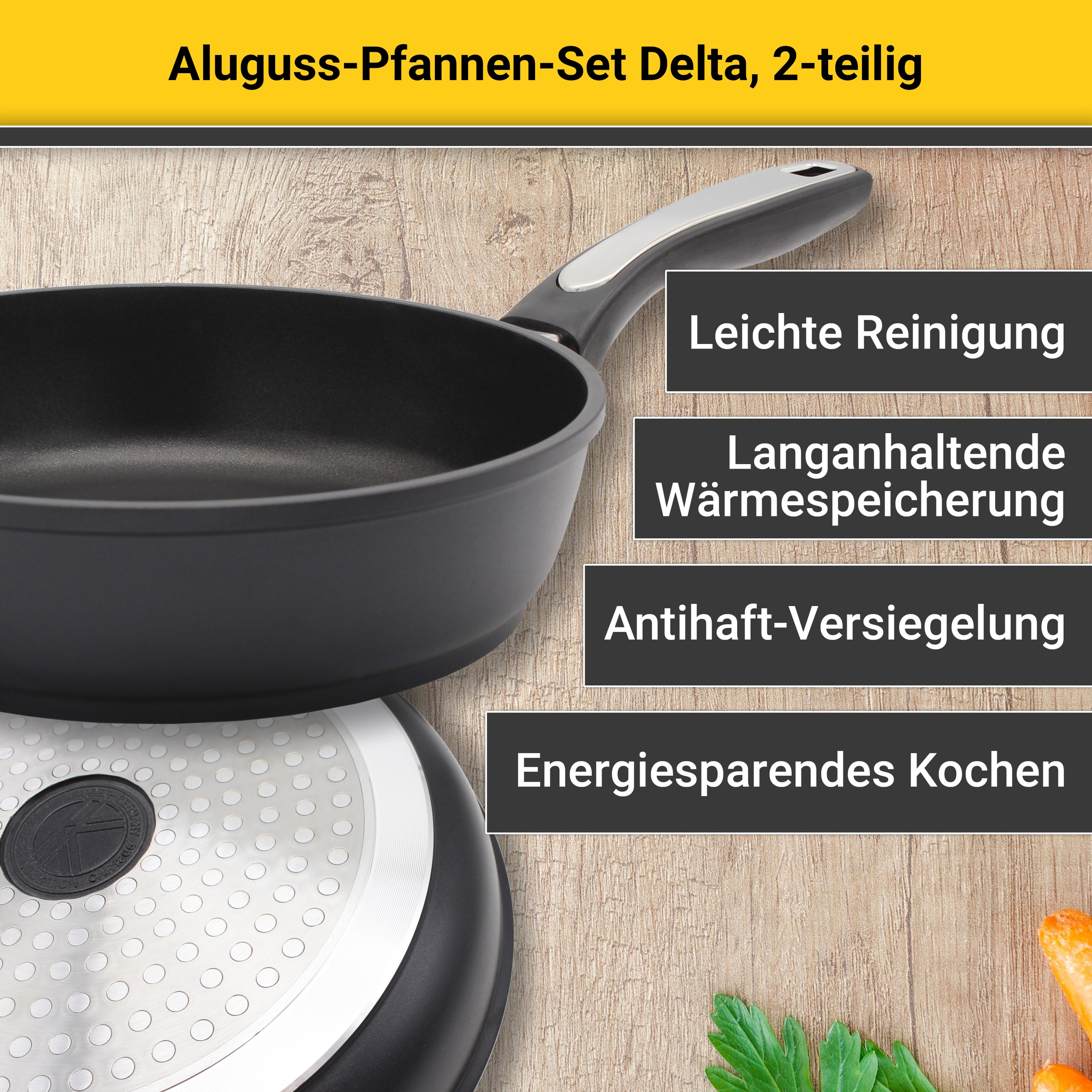 Krüger Pfannen-Set »Delta« Aluminiumguss Set, 2 Stk. tlg. Ø 24/28 cm, Induk günstig online kaufen
