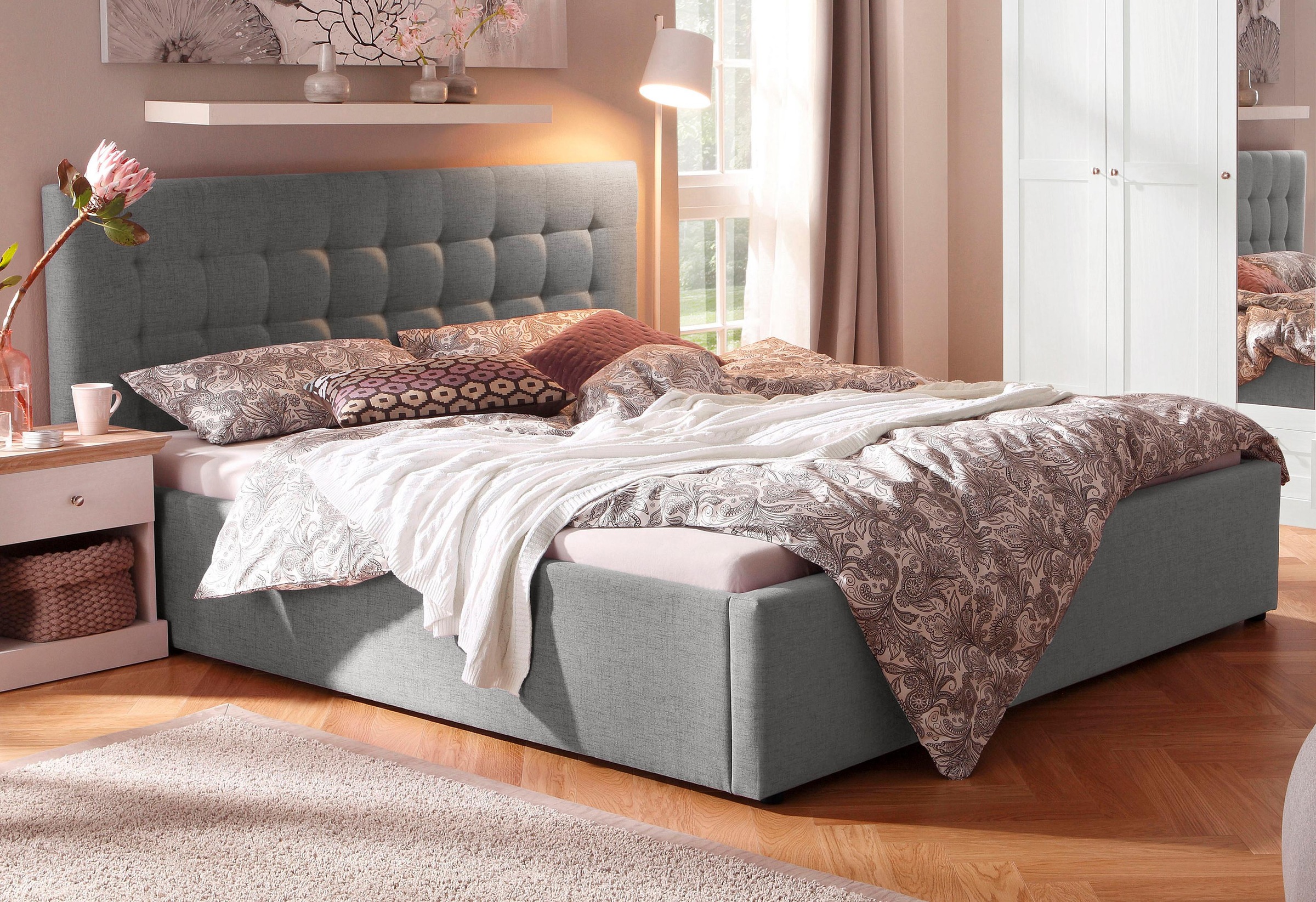 Home affaire Polsterbett "Hamar, Knopfsteppung im Kopfteil, bis 250 KG bela günstig online kaufen