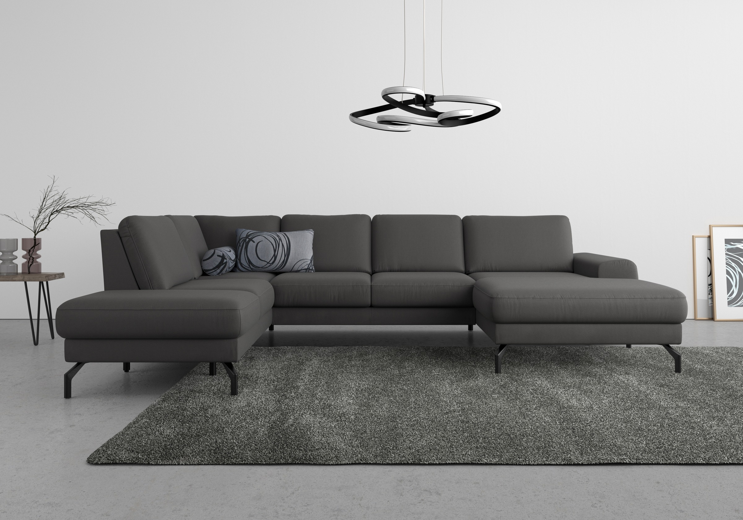 sit&more Wohnlandschaft »Cinturo U-Form«, inklusive Sitztiefenverstellung und Federkern, Sitzhöhe 48 cm