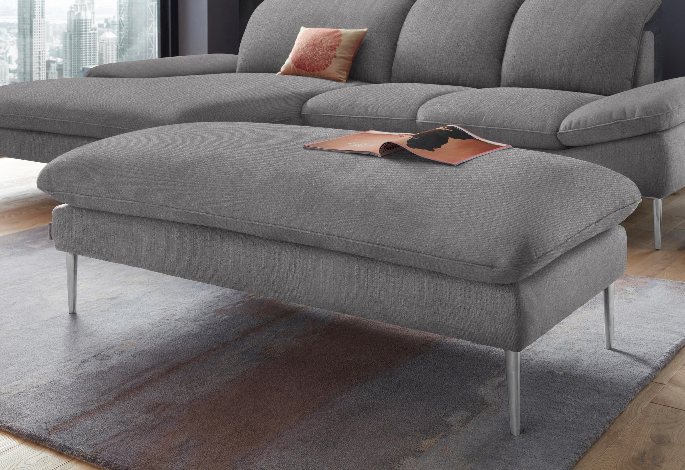 W.SCHILLIG Hocker "enjoy&MORE" Füße Chrom glänzend, Breite 151 cm günstig online kaufen
