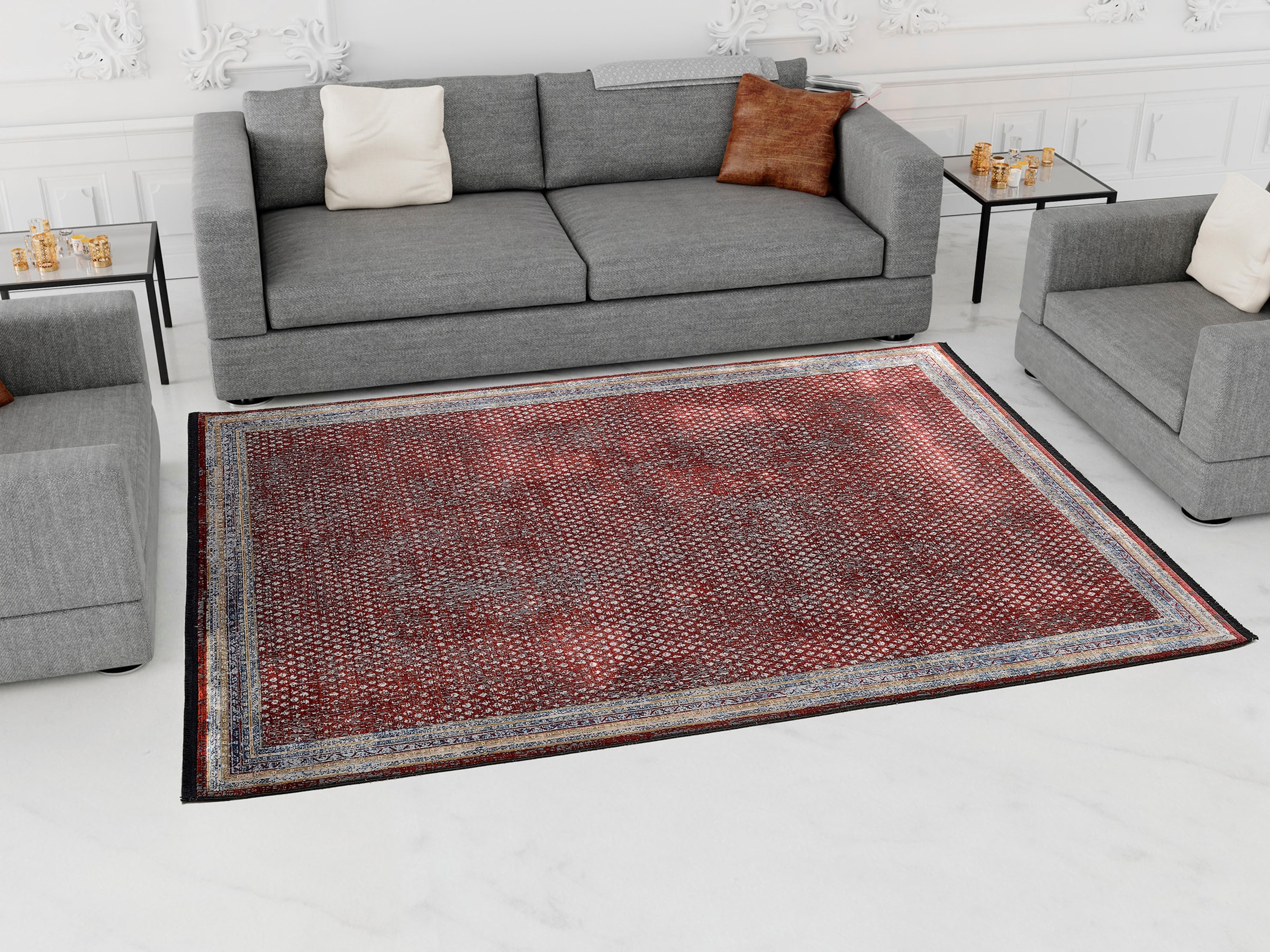 WK WOHNEN Teppich »POINTS«, rechteckig, 7 mm Höhe, hochwertiger Materialmix mit seidigem Glanz