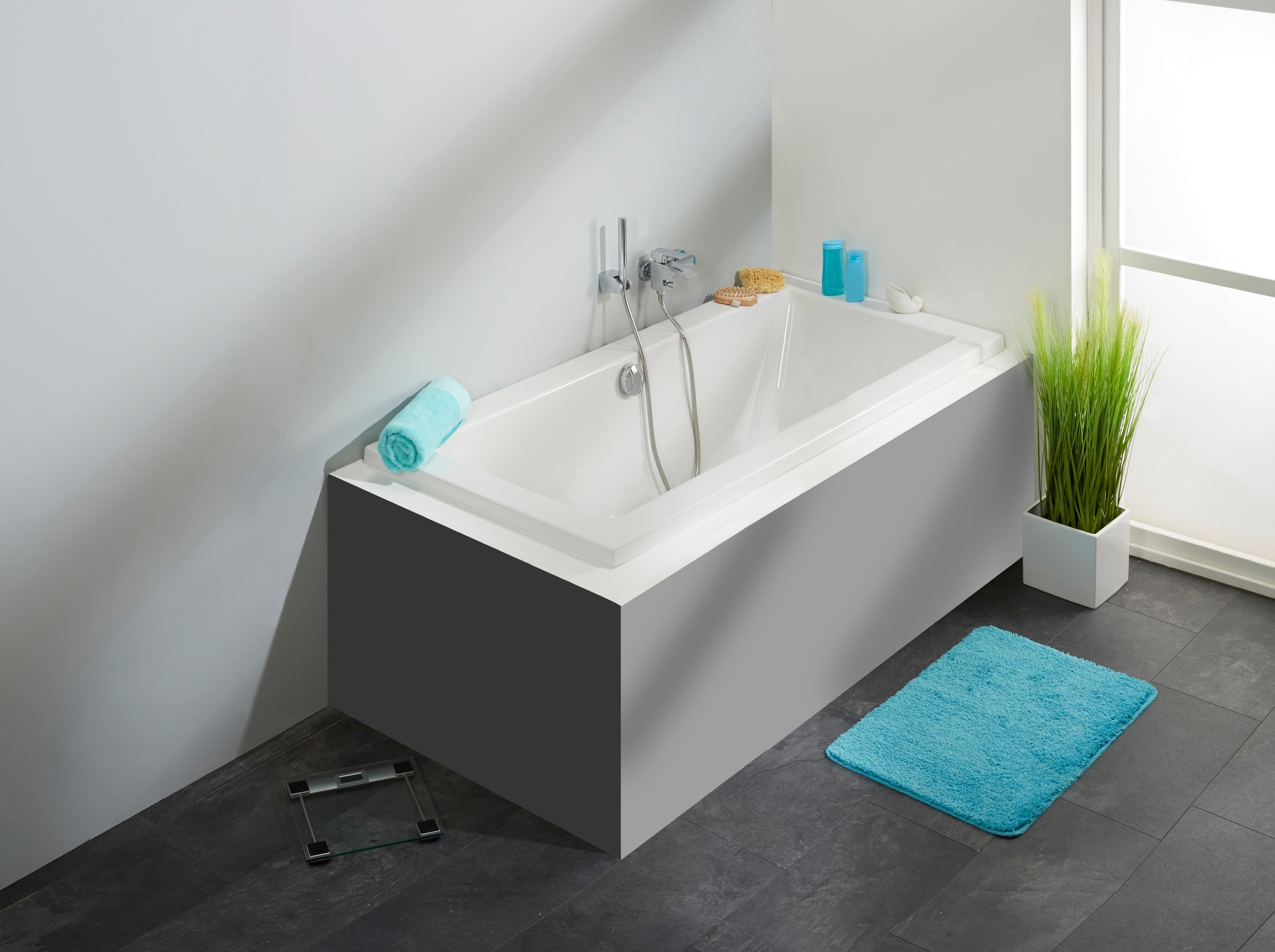 OTTOFOND Badewanne »Cubic«, (Komplett-Set, 3 tlg.), mit Fußgestell und Abla günstig online kaufen