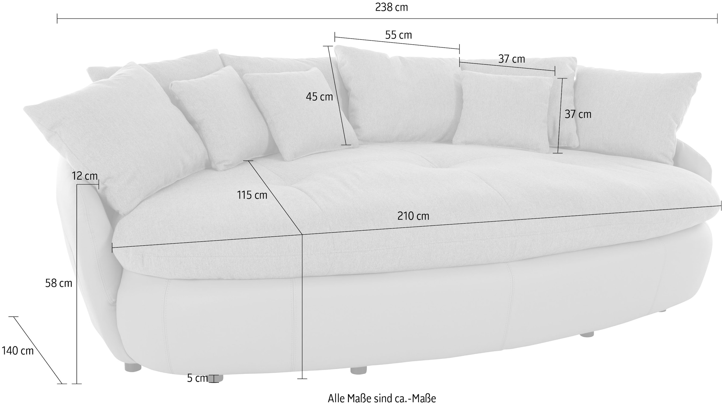 INOSIGN Big-Sofa »Aruba«, gemütliches Megasofa in XXL in organischer Form mit vielen Kissen